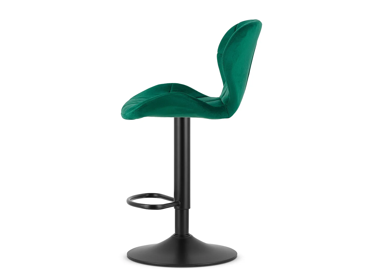Tabouret de bar WEST en velours vert base noire 46x48,5x111 cm