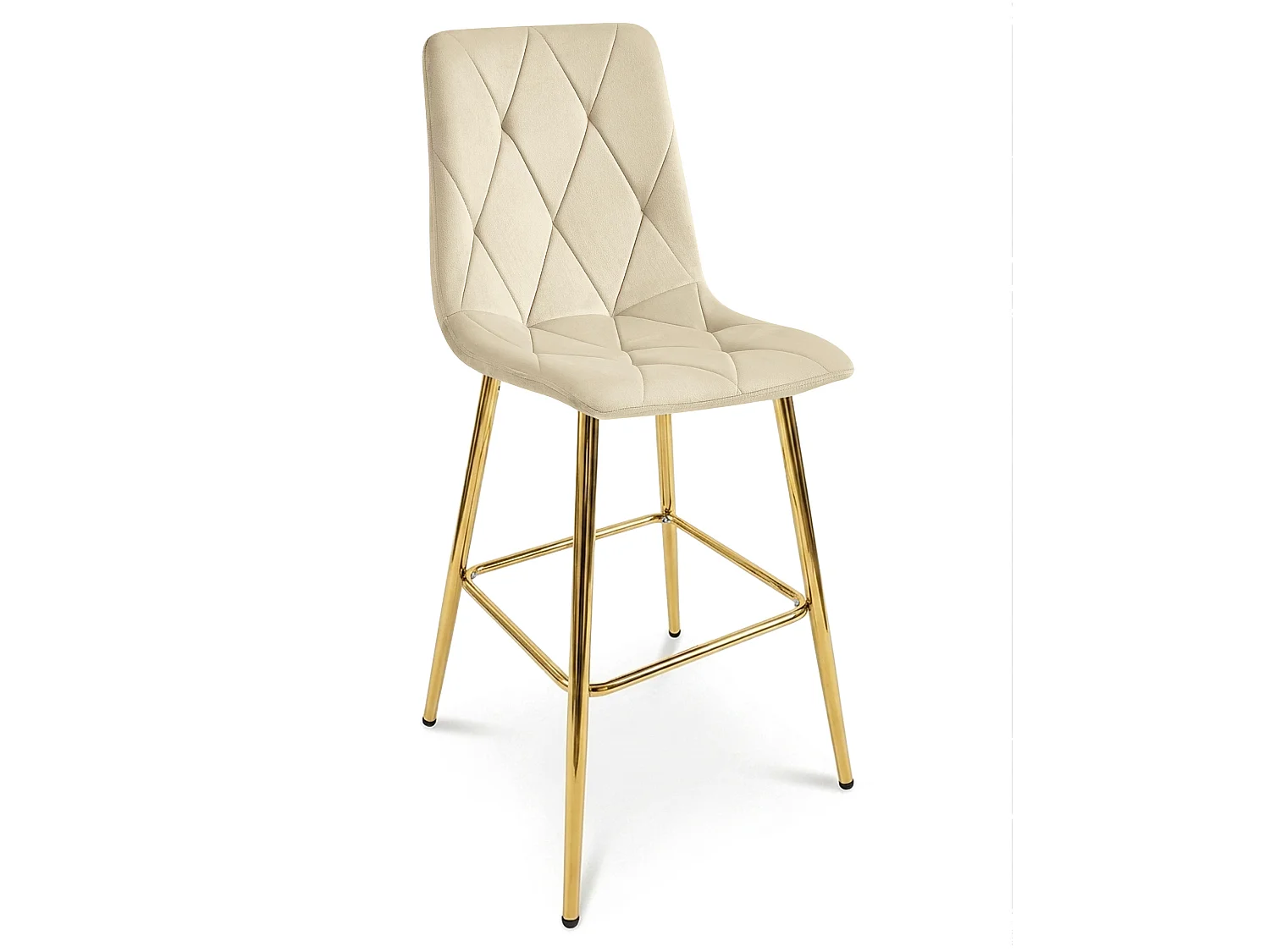 Hoker de bar LIBRA en velours beige clair, pieds dorés, 4 pièces 112x52x56 cm