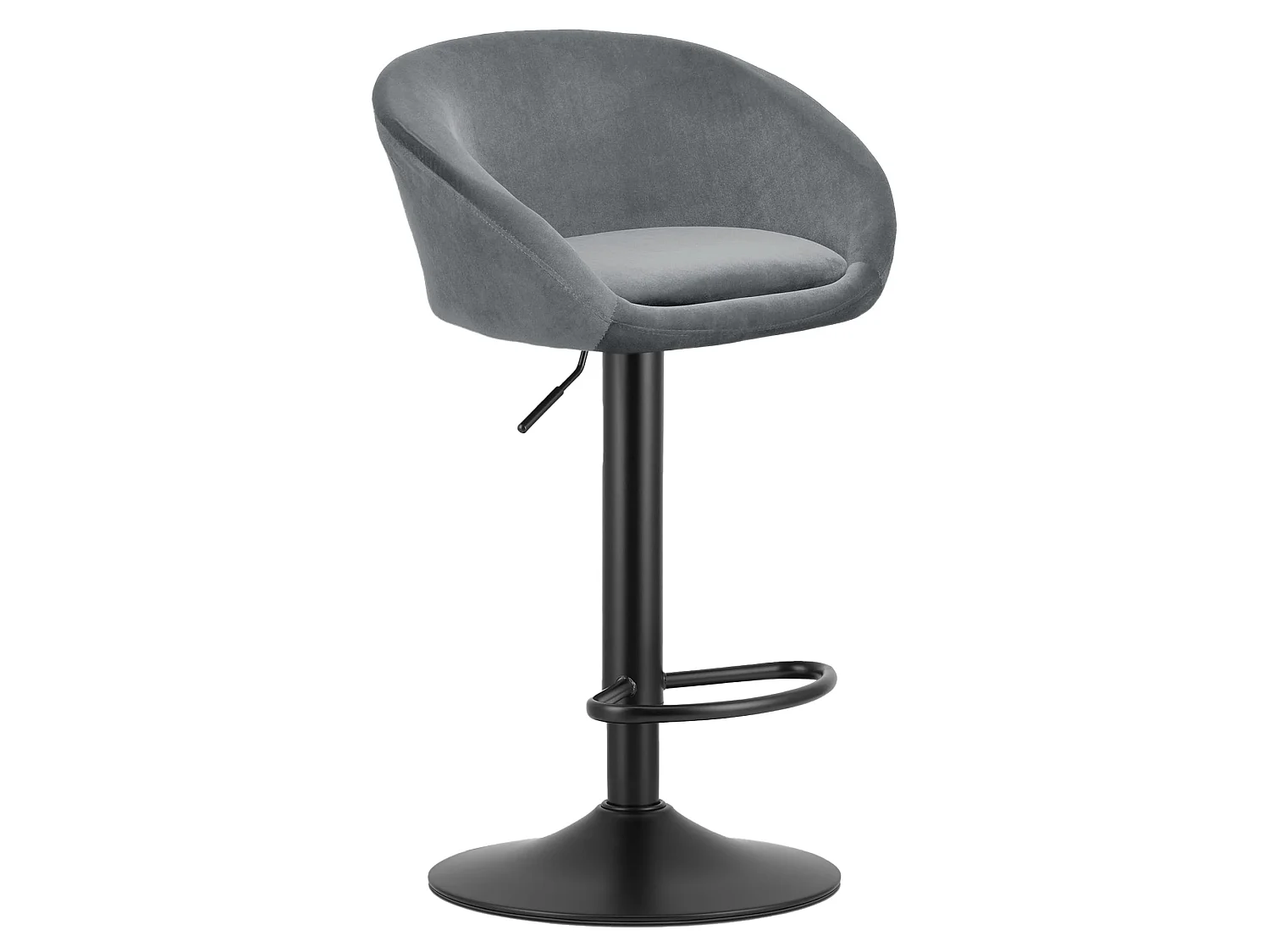 Eetkamerstoel bar EAST verstelbaar fluweel grijs zwart 53x46x103 cm