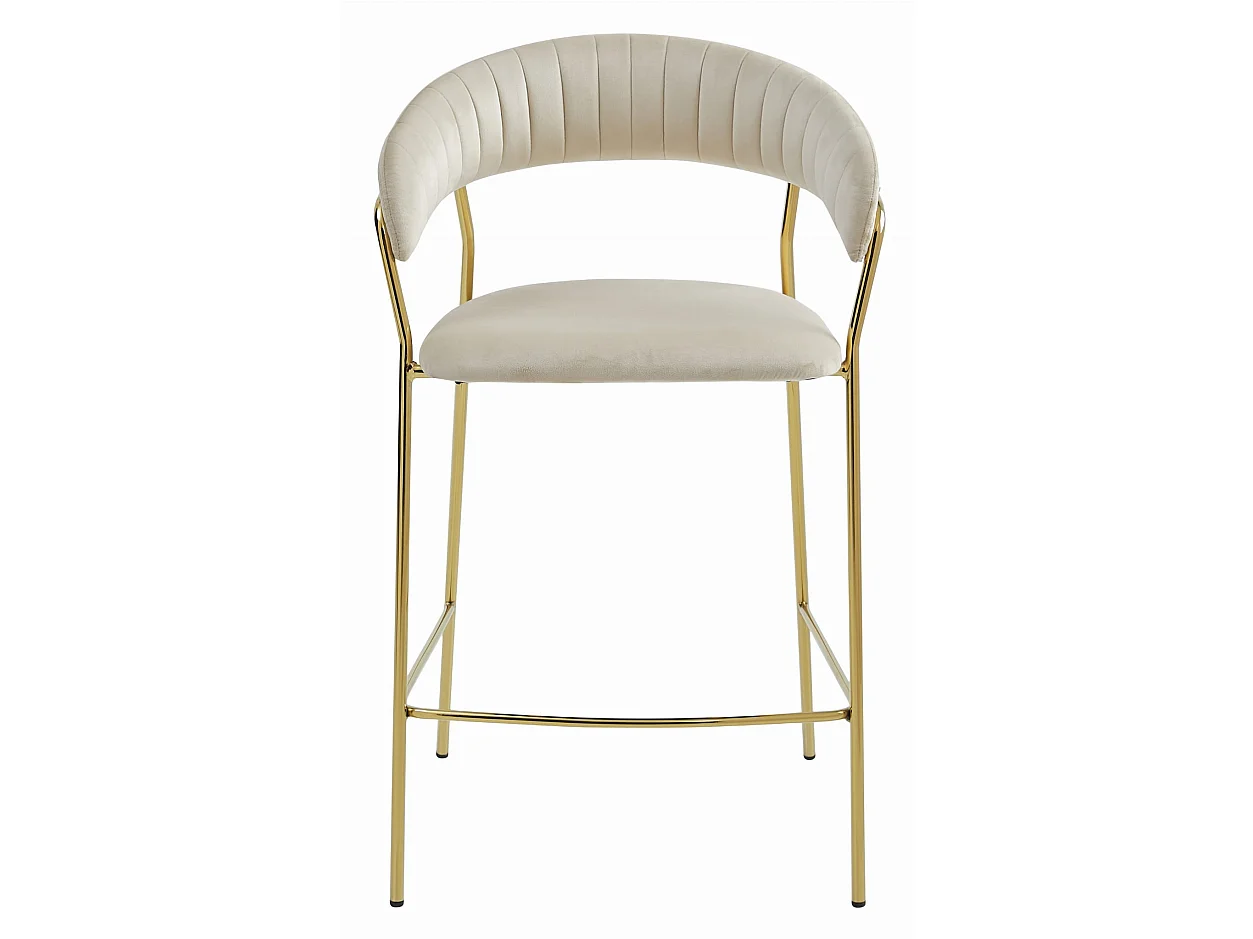 Barhocker mit Rückenlehne Samt beige gold 94 cm