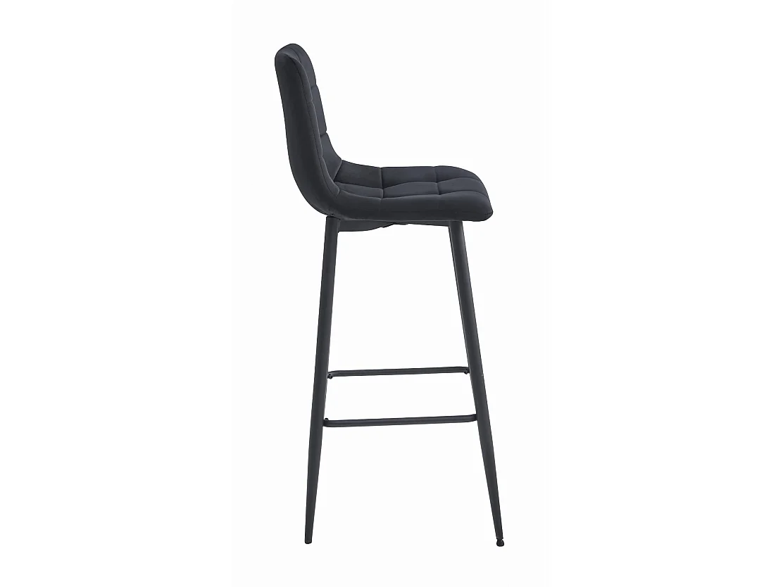 Barhocker ARCETO mit Rückenlehne, Samt, schwarz, 2er-Set, 104 cm