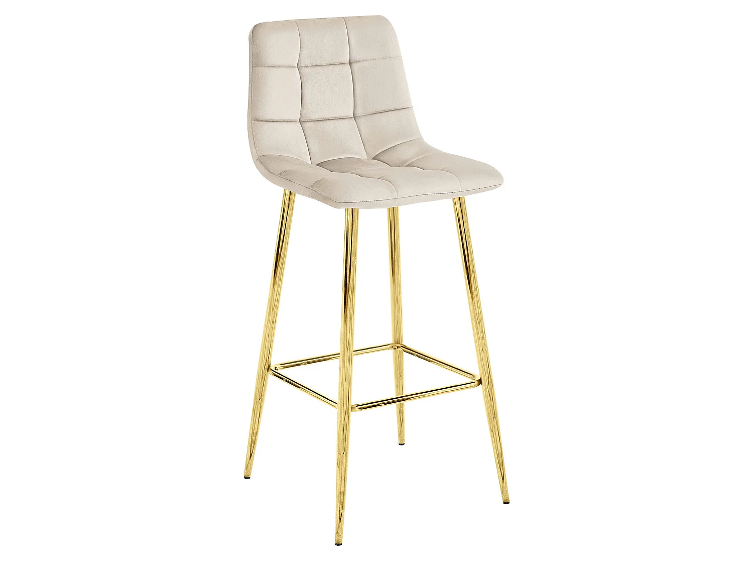 Barstoel met rugleuning fluweel beige gouden poten 102x43,5x49 cm