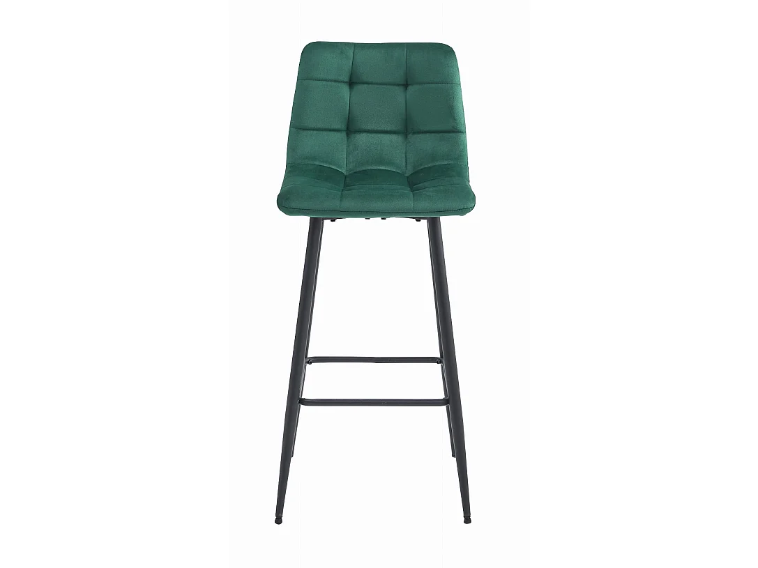 Tabouret de bar design velours vert foncé pieds noirs 104 cm