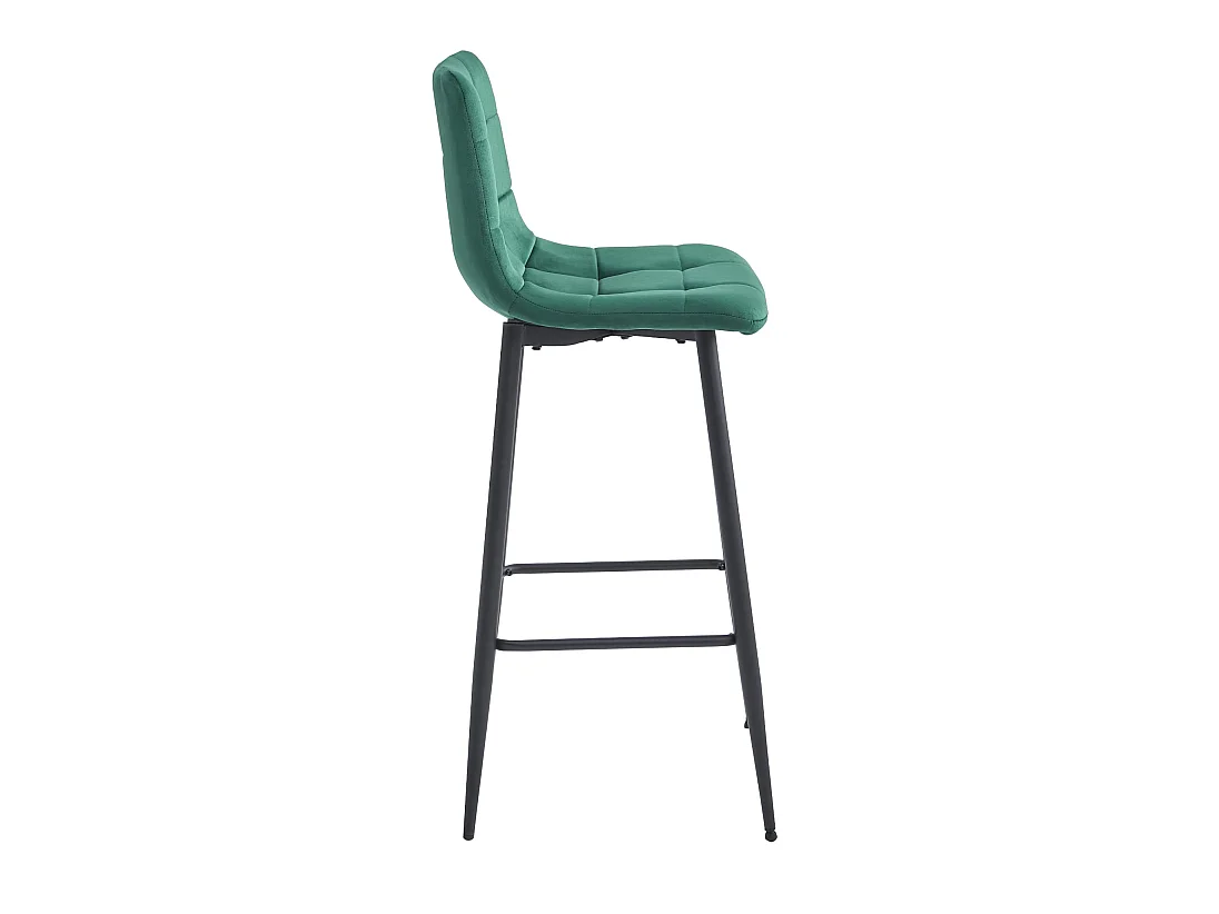 Tabouret de bar design velours vert foncé pieds noirs 104 cm