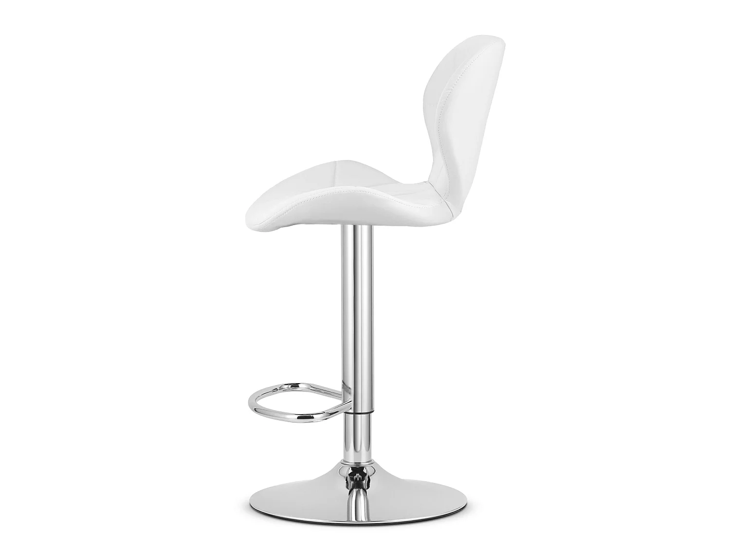 Tabouret de bar réglable en similicuir blanc base chromée 46x48,5x90-111 cm