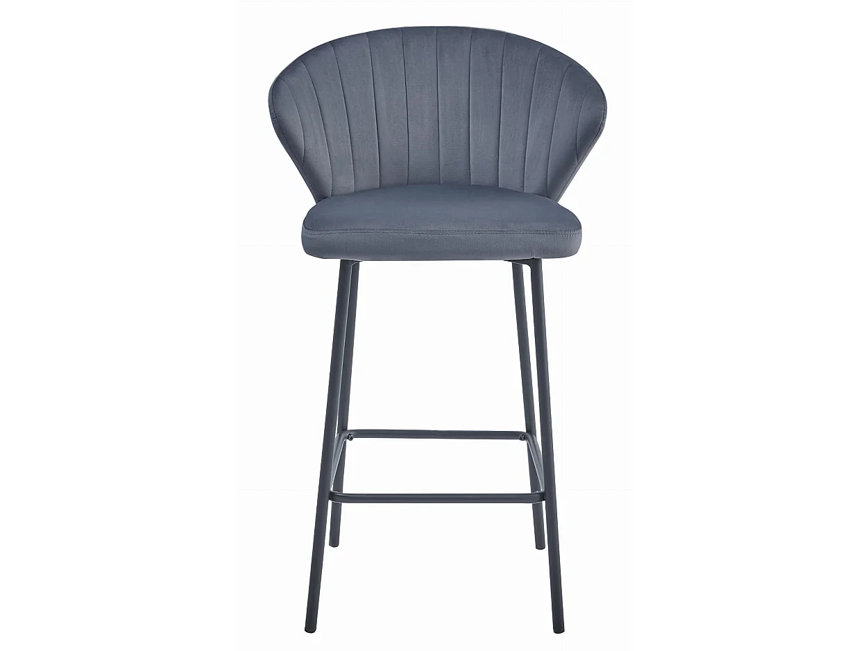 Tabouret GATTA - velours gris foncé / pieds noirs x 1