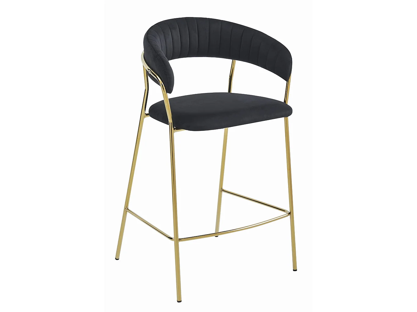 BADIA barkruk met fluwelen zitting zwart goud 2x 94 cm