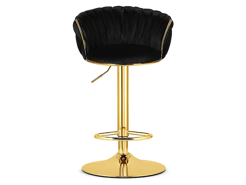 Barhocker MIG gepolstert Samt schwarz goldene Basis 84-105 cm