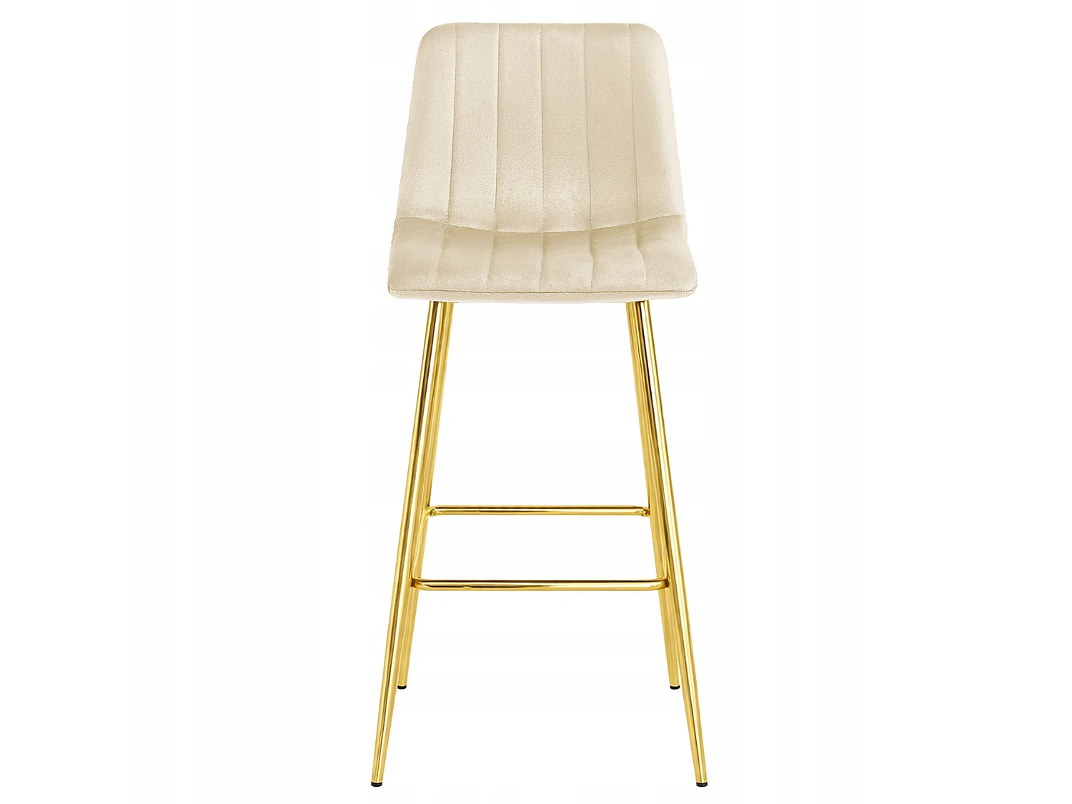 Barhocker mit Rückenlehne Samt beige hell goldene Beine 102x43x49 cm
