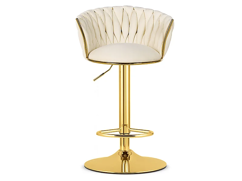 Barstoel verstelbaar fluweel beige 84-105 cm