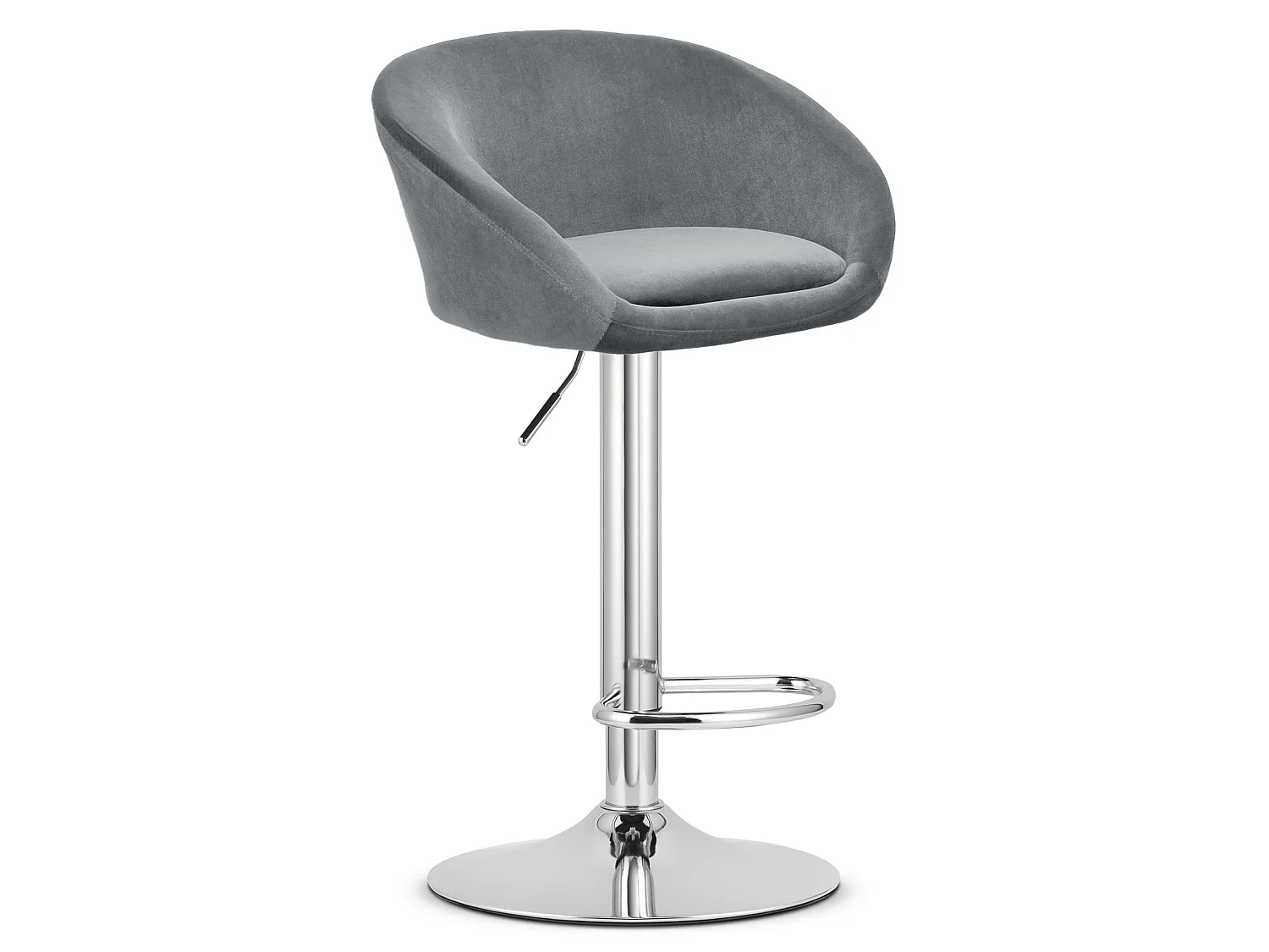Tabouret de bar réglable en hauteur velours gris base chromée x 2