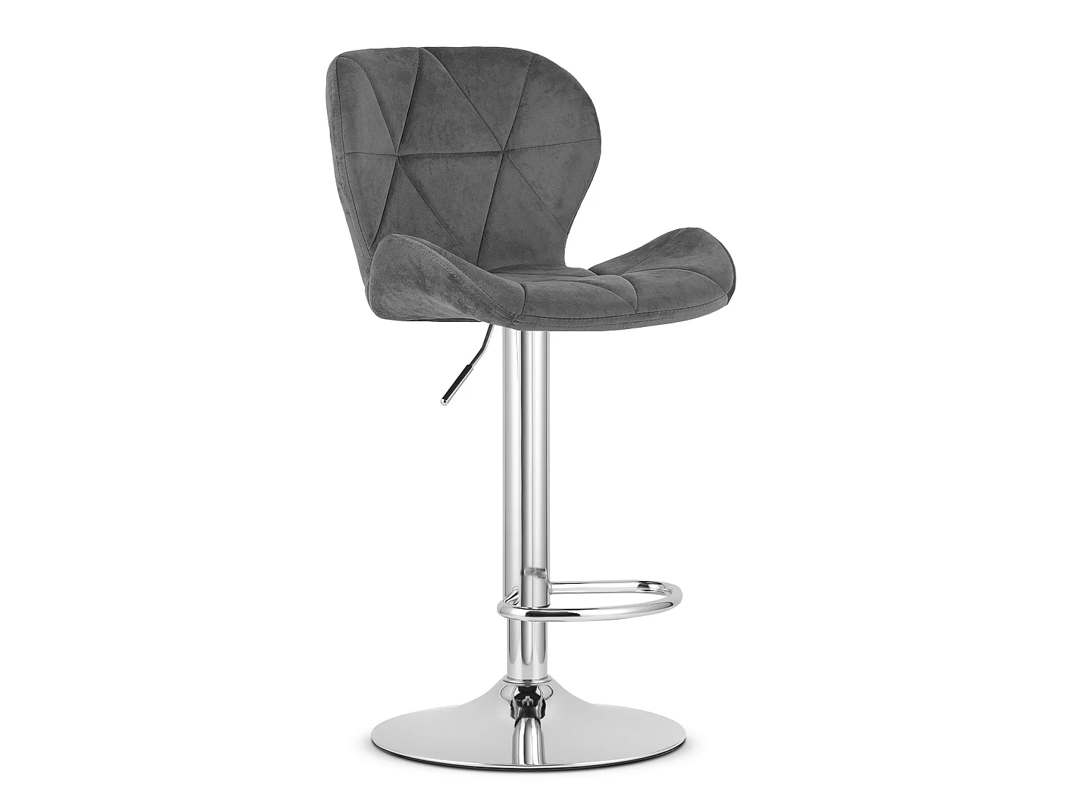 Barstoel verstelbaar fluweel grijs chroom 46x48,5x111 cm
