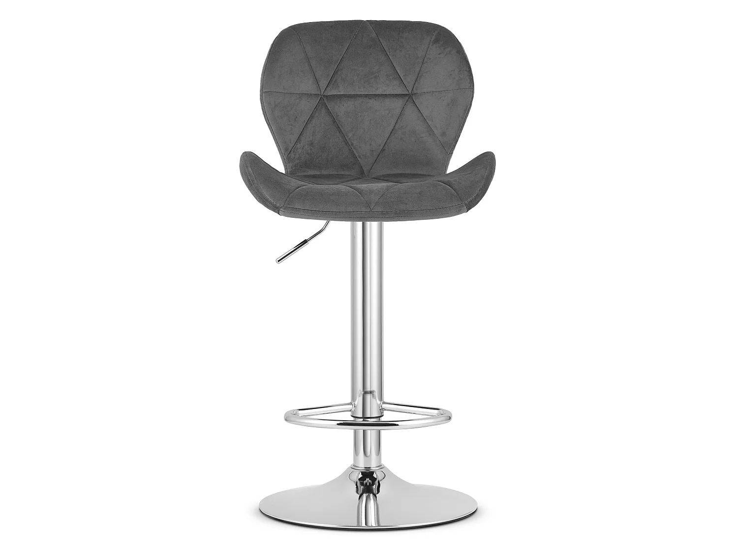 Barstoel verstelbaar fluweel grijs chroom 46x48,5x111 cm