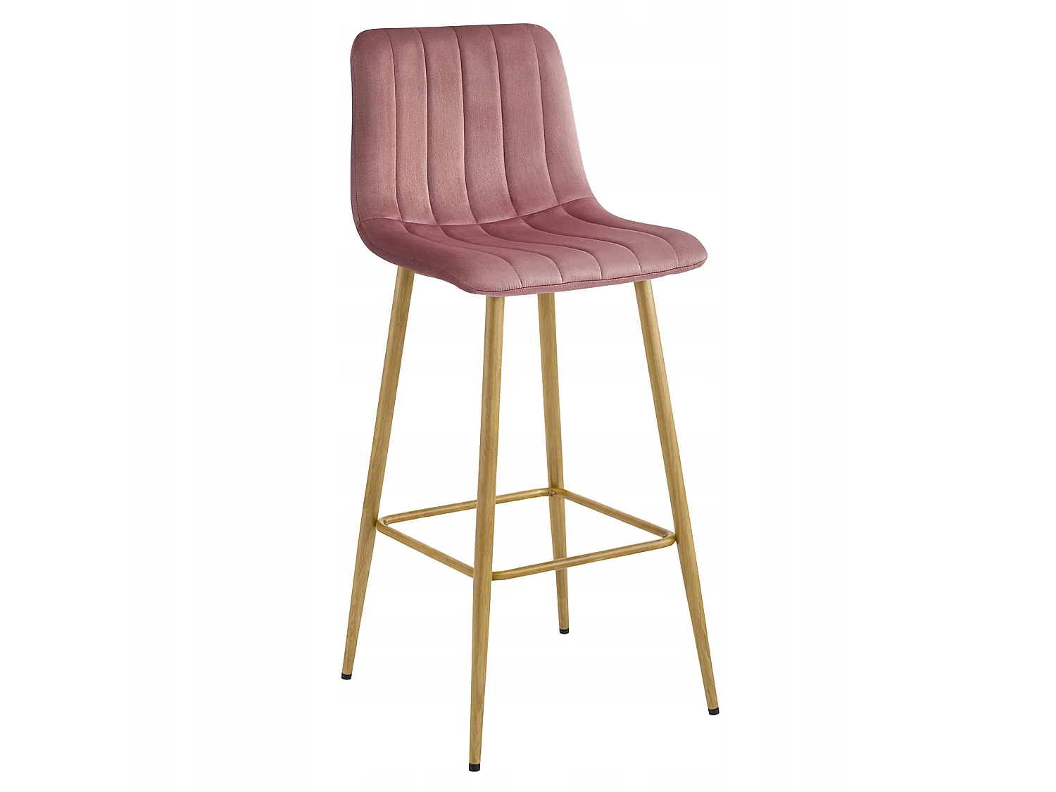 Tabouret de bar POZZA en velours rose foncé, pieds chêne, 2 pcs 102x43x49 cm