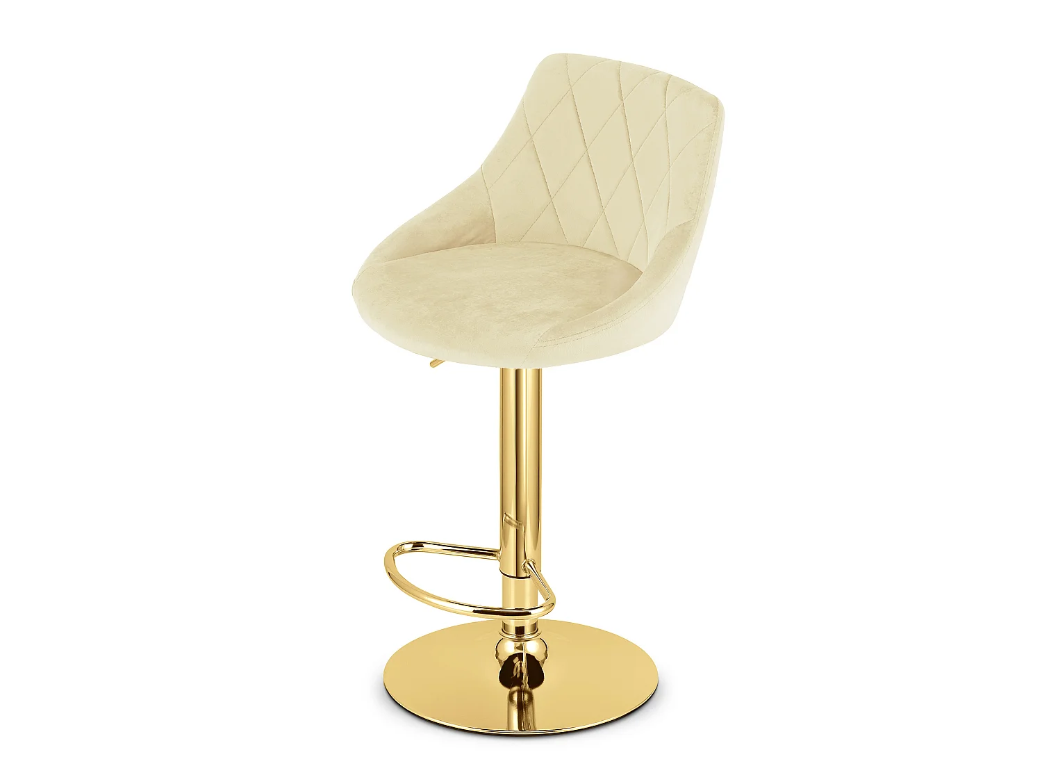 Draaibare barkruk KAST fluweel beige gouden basis 85-105 cm