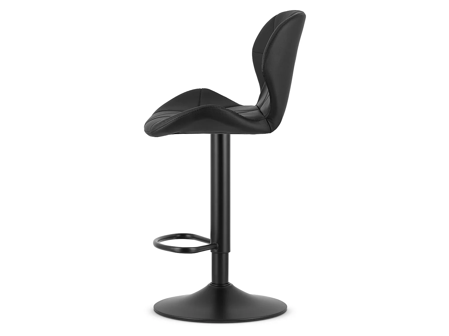Barstoel met rugleuning kunstleer zwart 46x48,5x90-111 cm