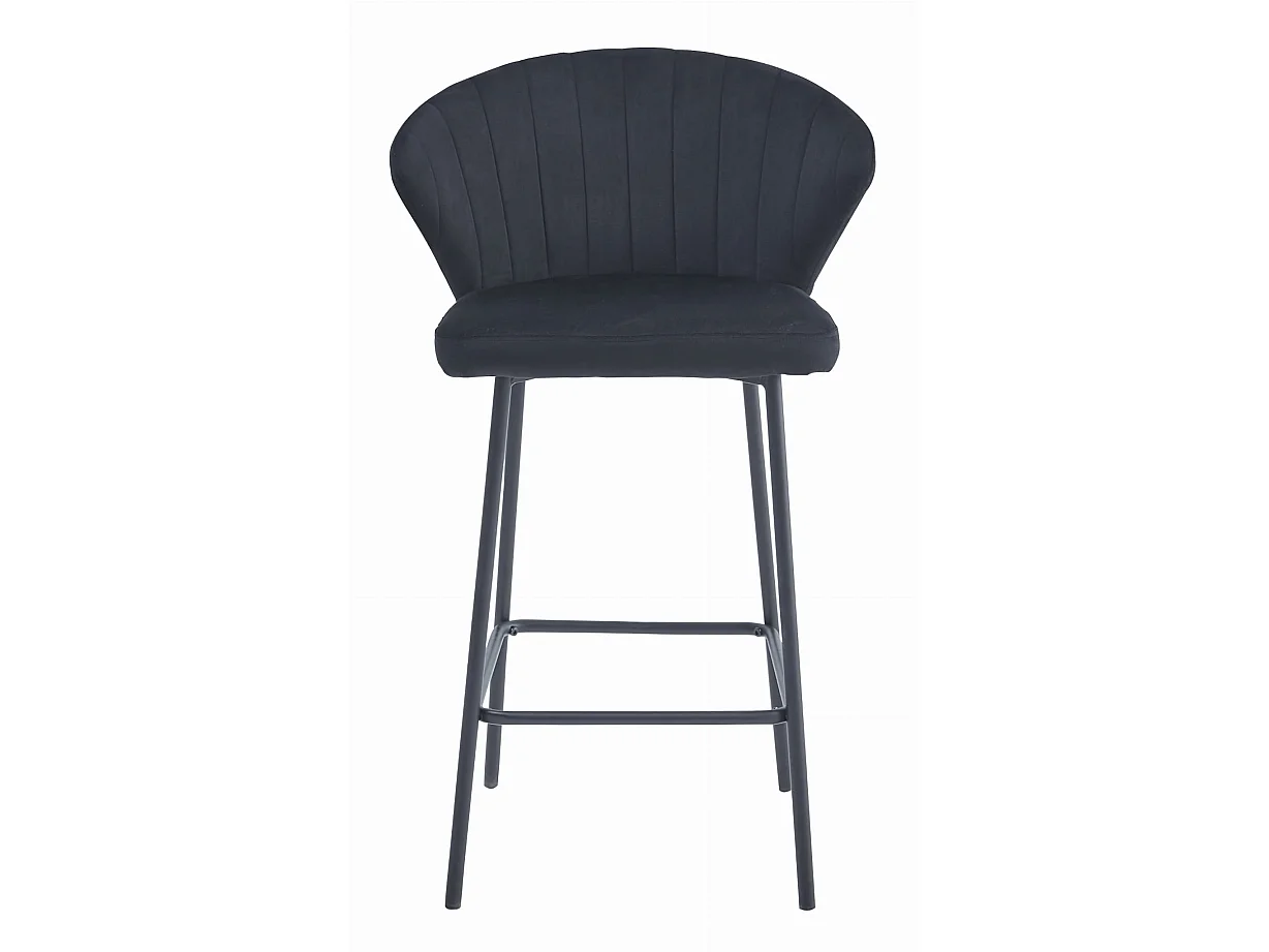 Tabouret GATTA - velours noir / pieds noirs x 1