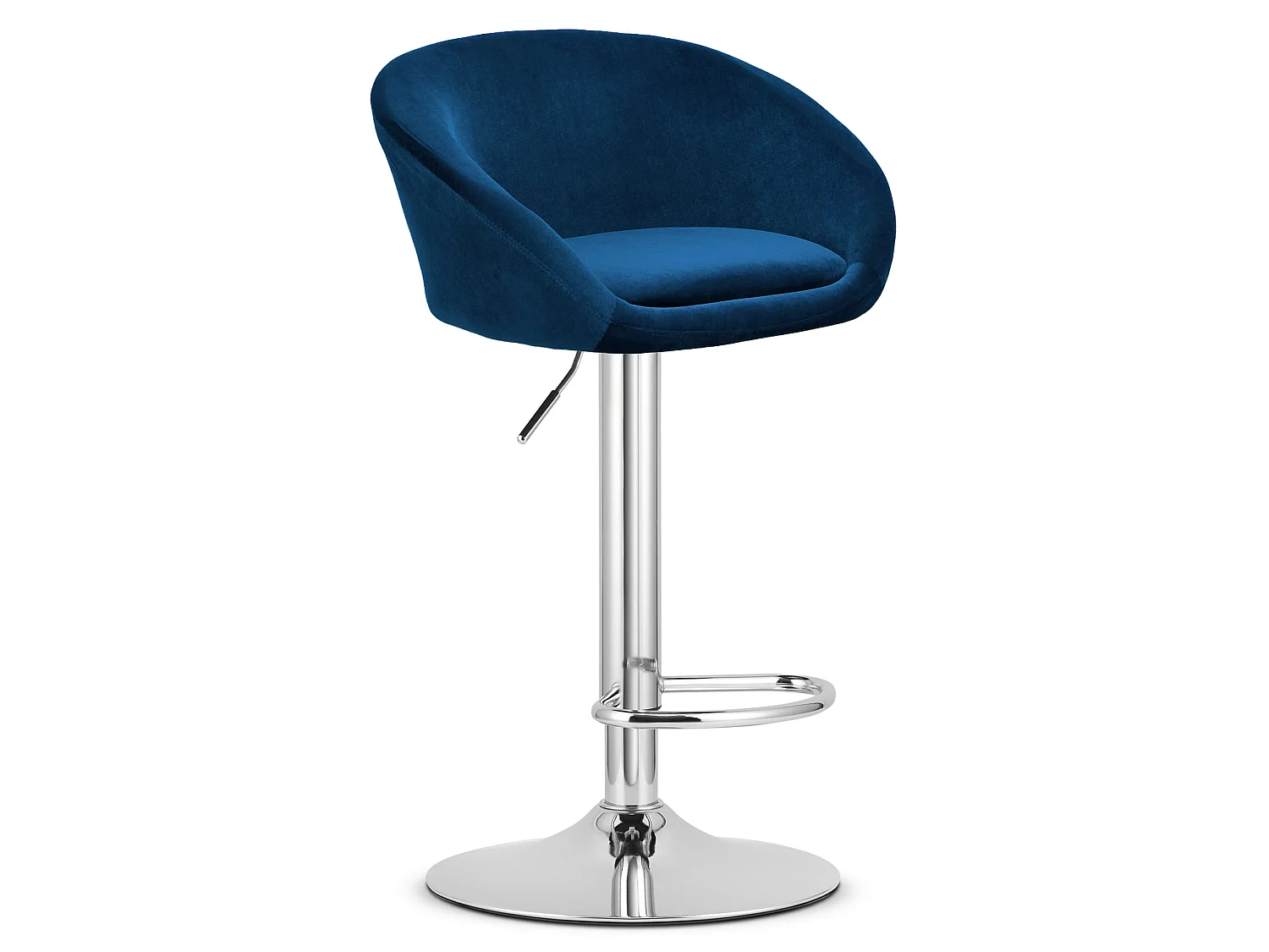 Tabouret de bar réglable en velours bleu marine base chromée x 2