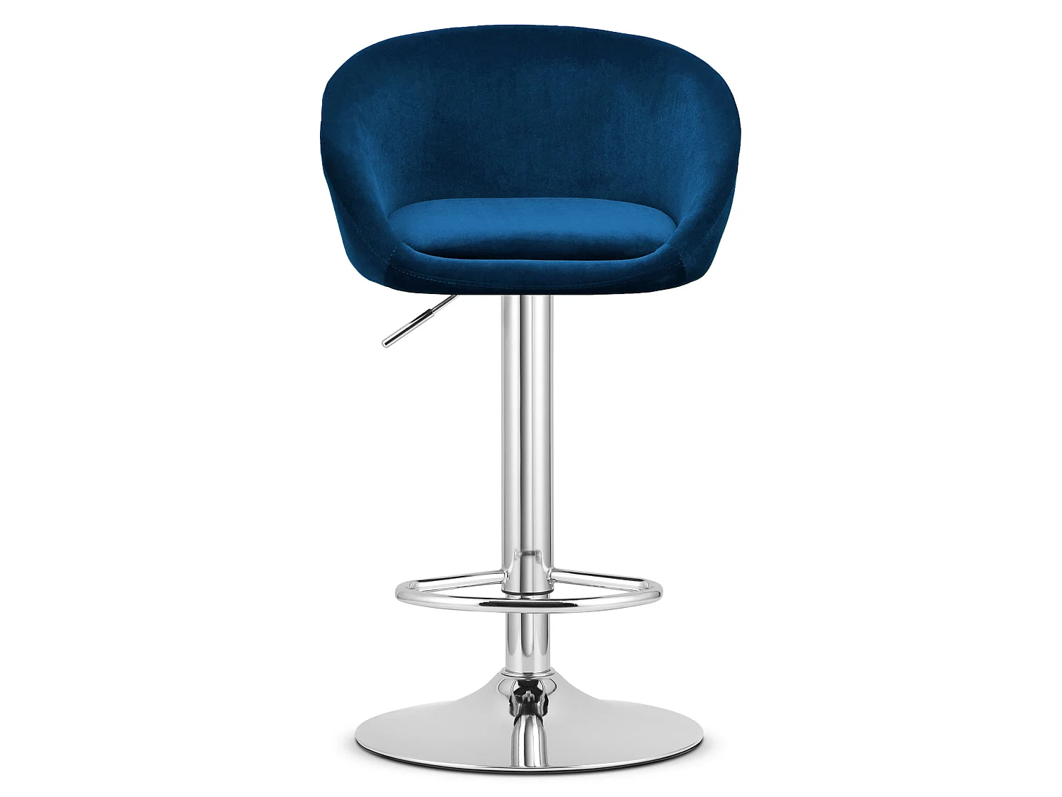 Tabouret de bar réglable en velours bleu marine base chromée x 2