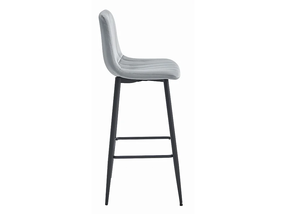 Barstoel POZZA fluweel zilvergrijs zwarte poten 3 st. 104 cm