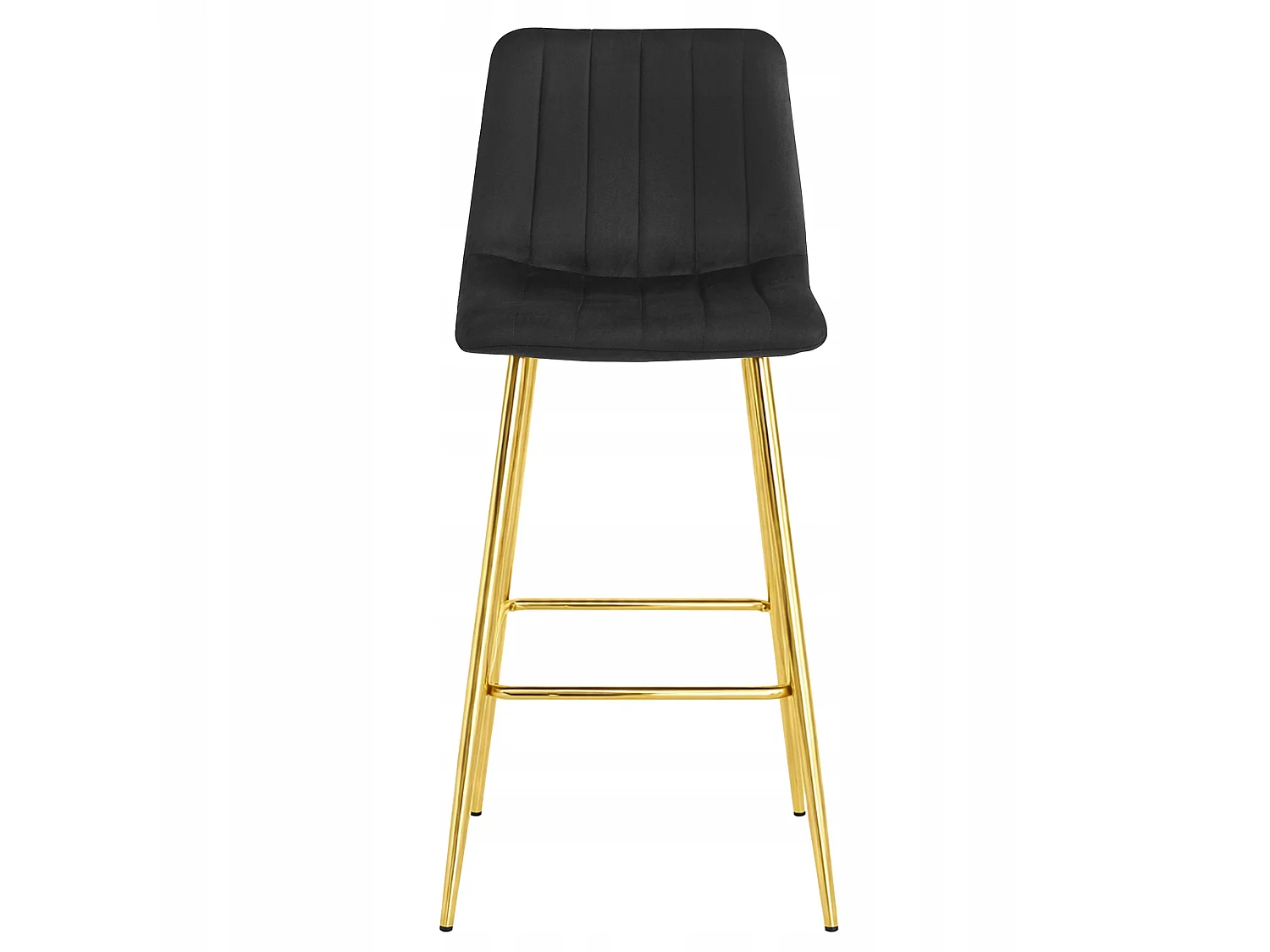 Barstoel POZZA fluweel zwart metalen poten 102x43x49 cm