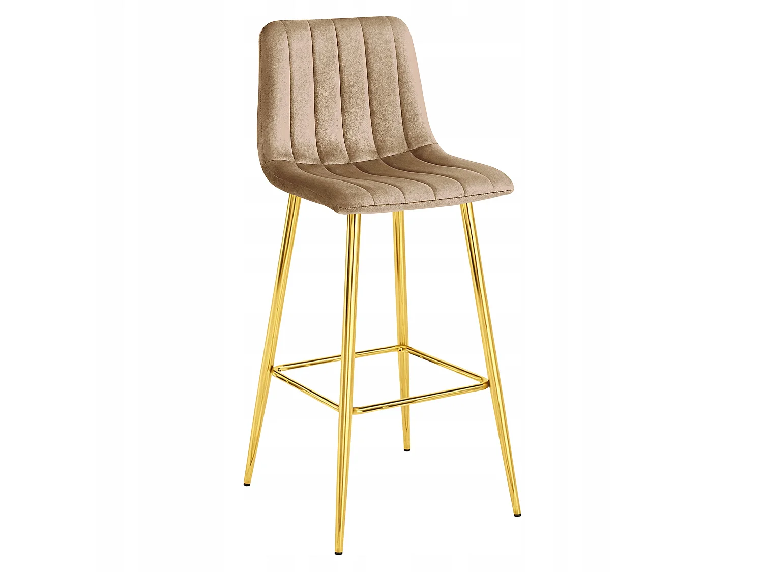Barhocker POZZA mit Rückenlehne Samt braun goldene Beine 4er-Set 102x43x49 cm