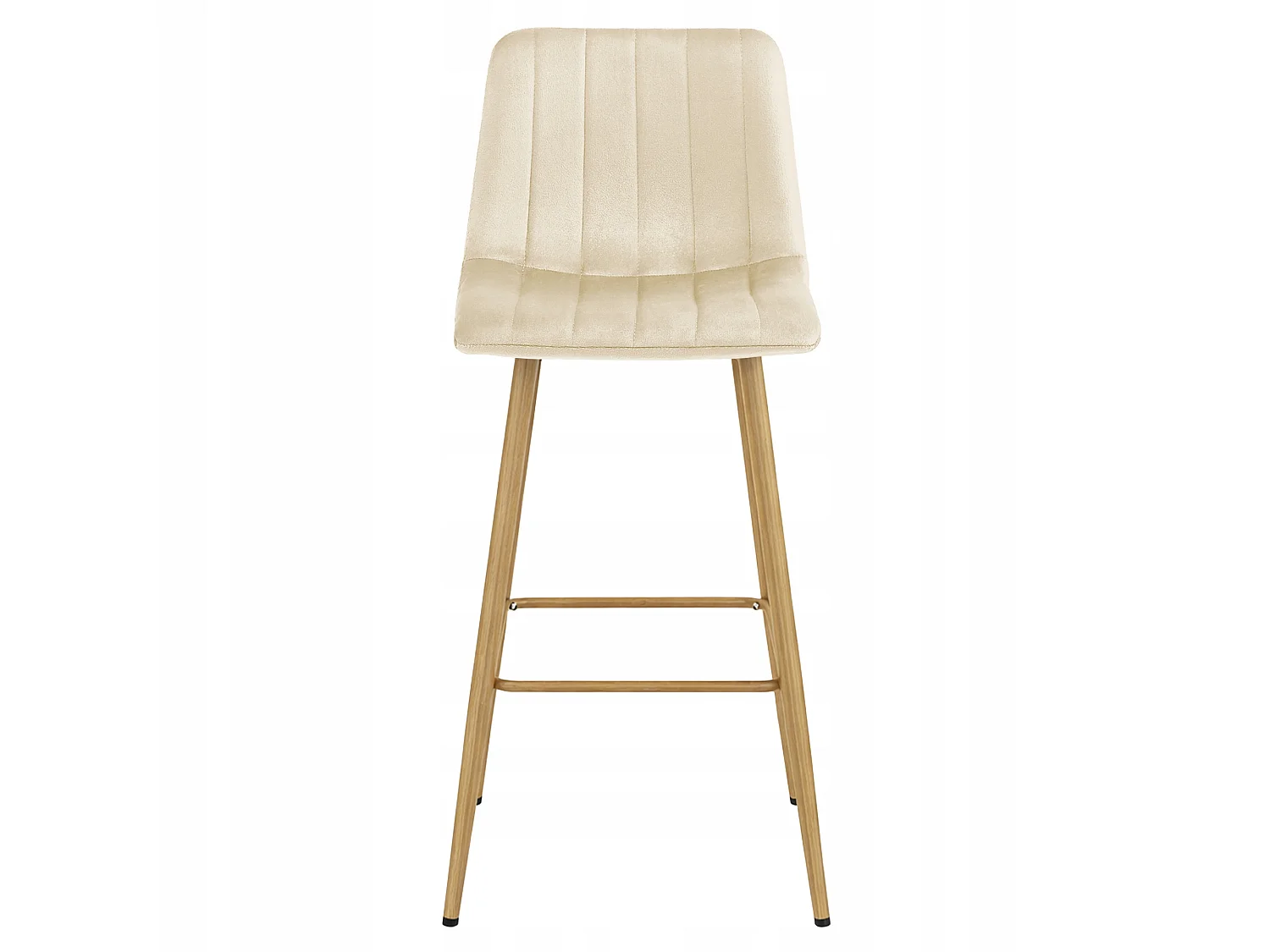 Barhocker mit Rückenlehne Samt beige hell Eiche 102x43x49 cm