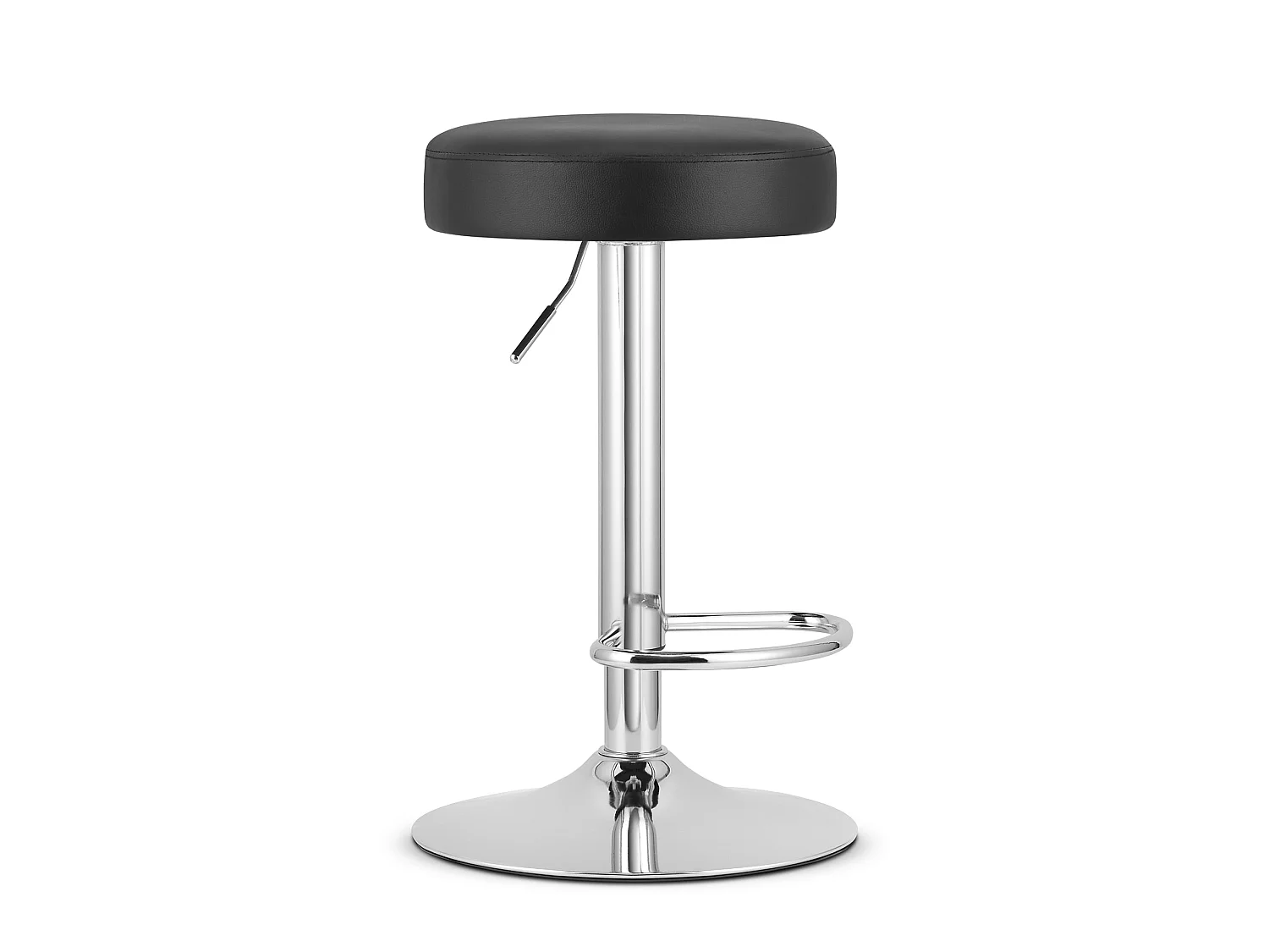 Tabouret de bar pivotant ROJST en similicuir noir base chromée 62,5-83 cm