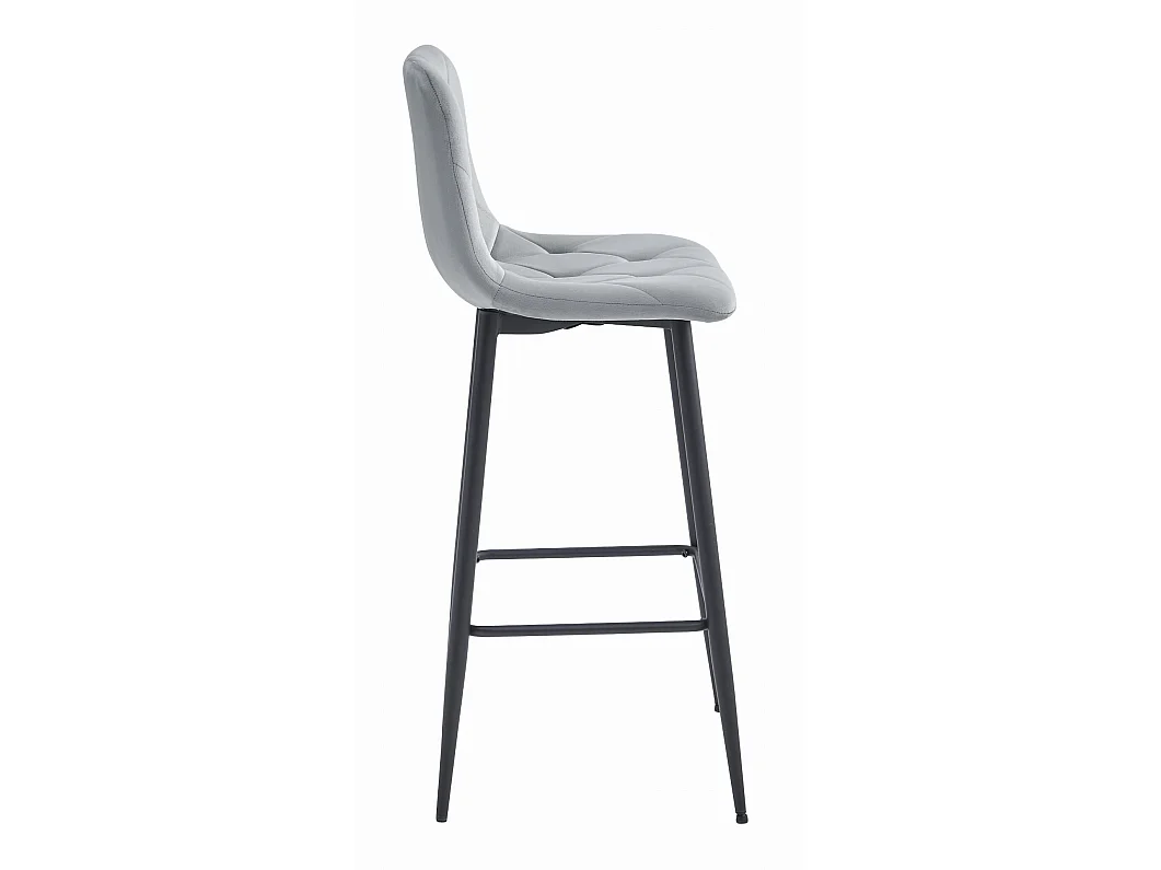Barstoel NADO fluweel zilvergrijs zwarte poten 104 cm