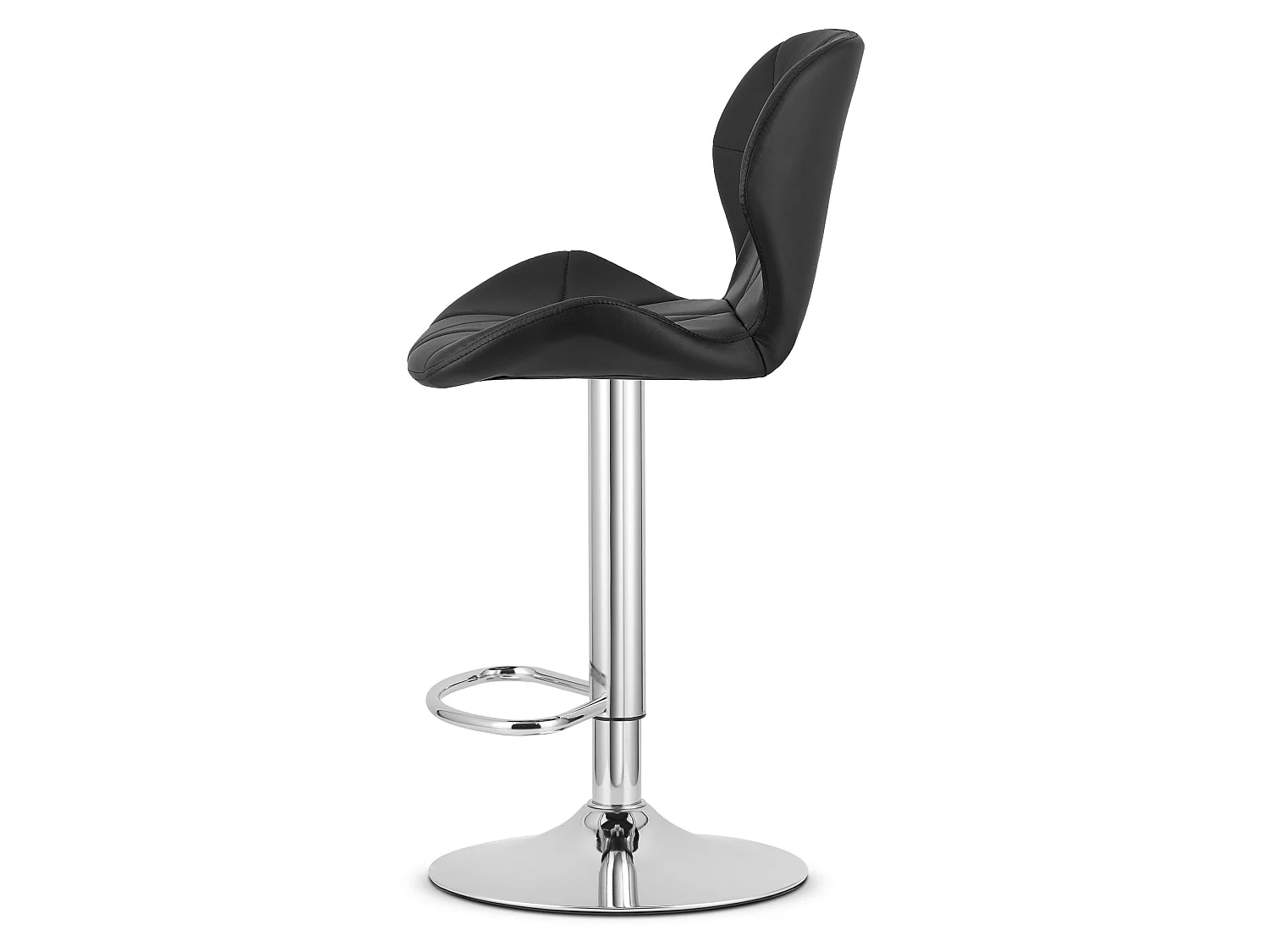 Tabouret de bar réglable en hauteur en similicuir noir base chromée 46x48,5x111 cm