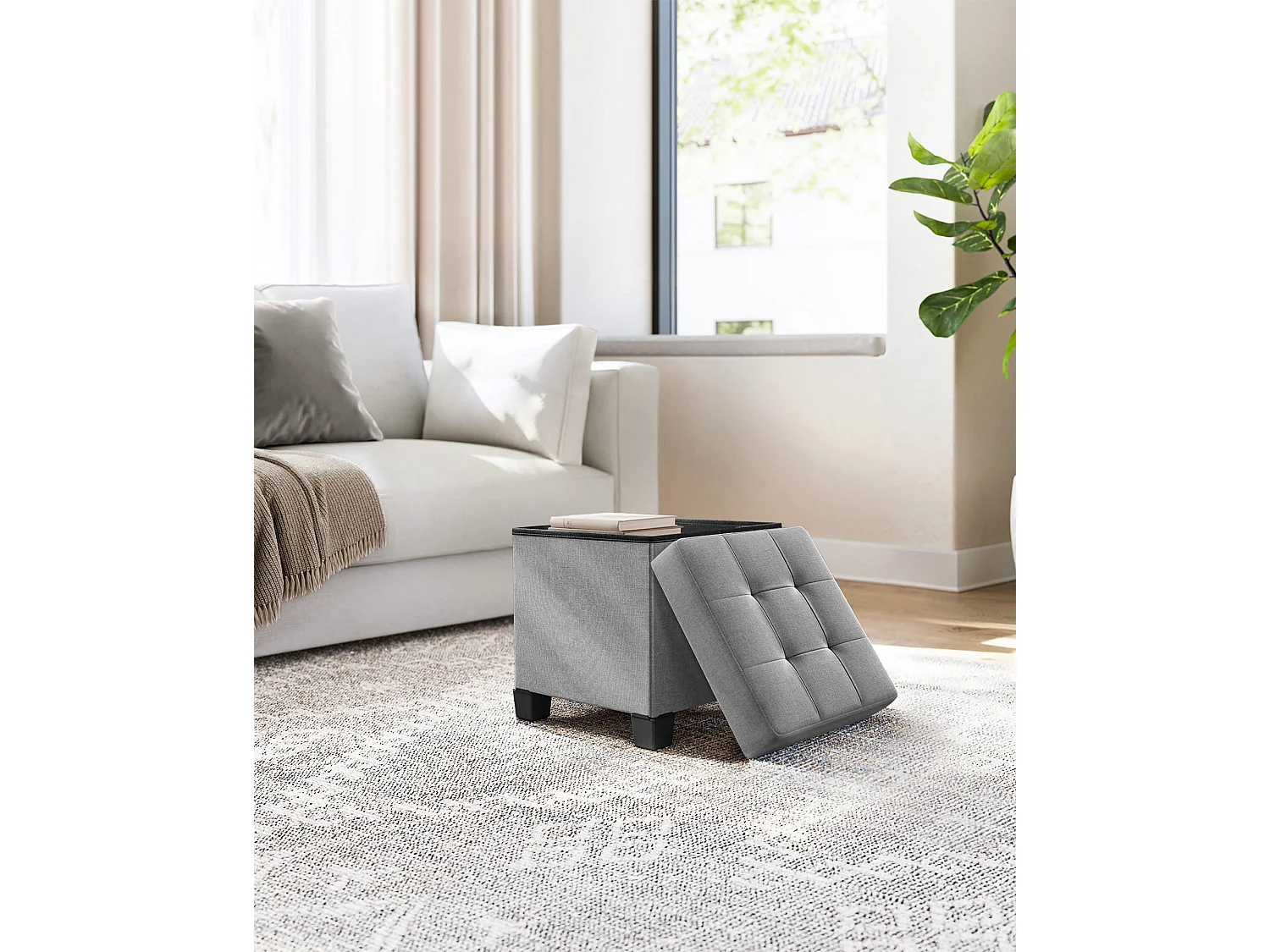 Opbergpoef organizer MDF lichtgrijs 38x38x40 cm LSF014G02
