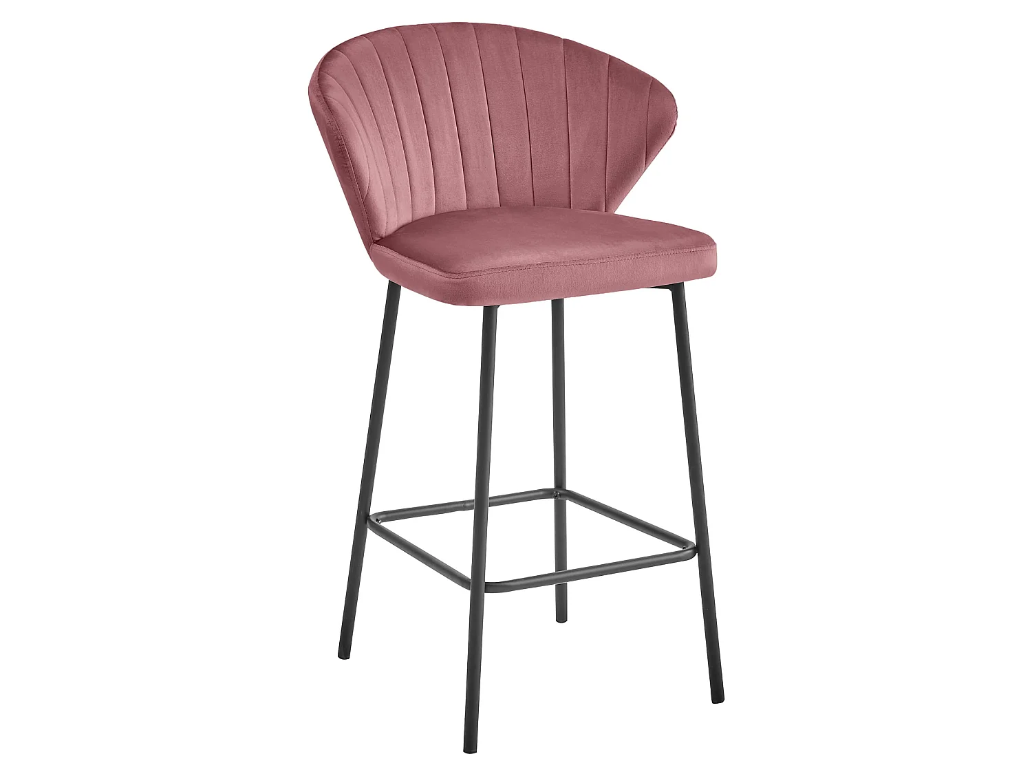 Tabouret de bar GATTA velours rose foncé pieds noirs 2x 90,5 cm