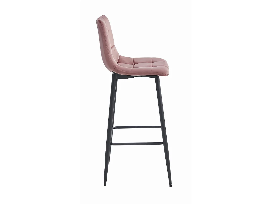 Tabouret de bar ARCETO en velours rose foncé pieds noirs 104 cm