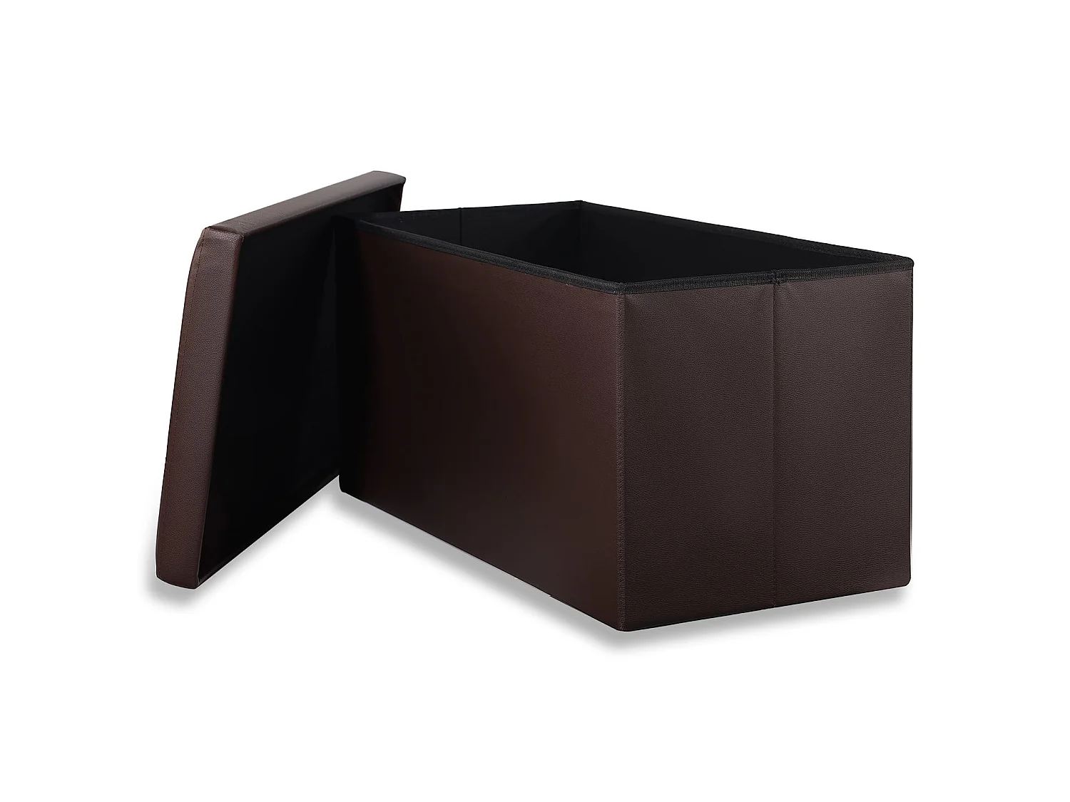 Opvouwbare poef met opbergruimte en knopen kunstleer bruin 80x40x40 cm
