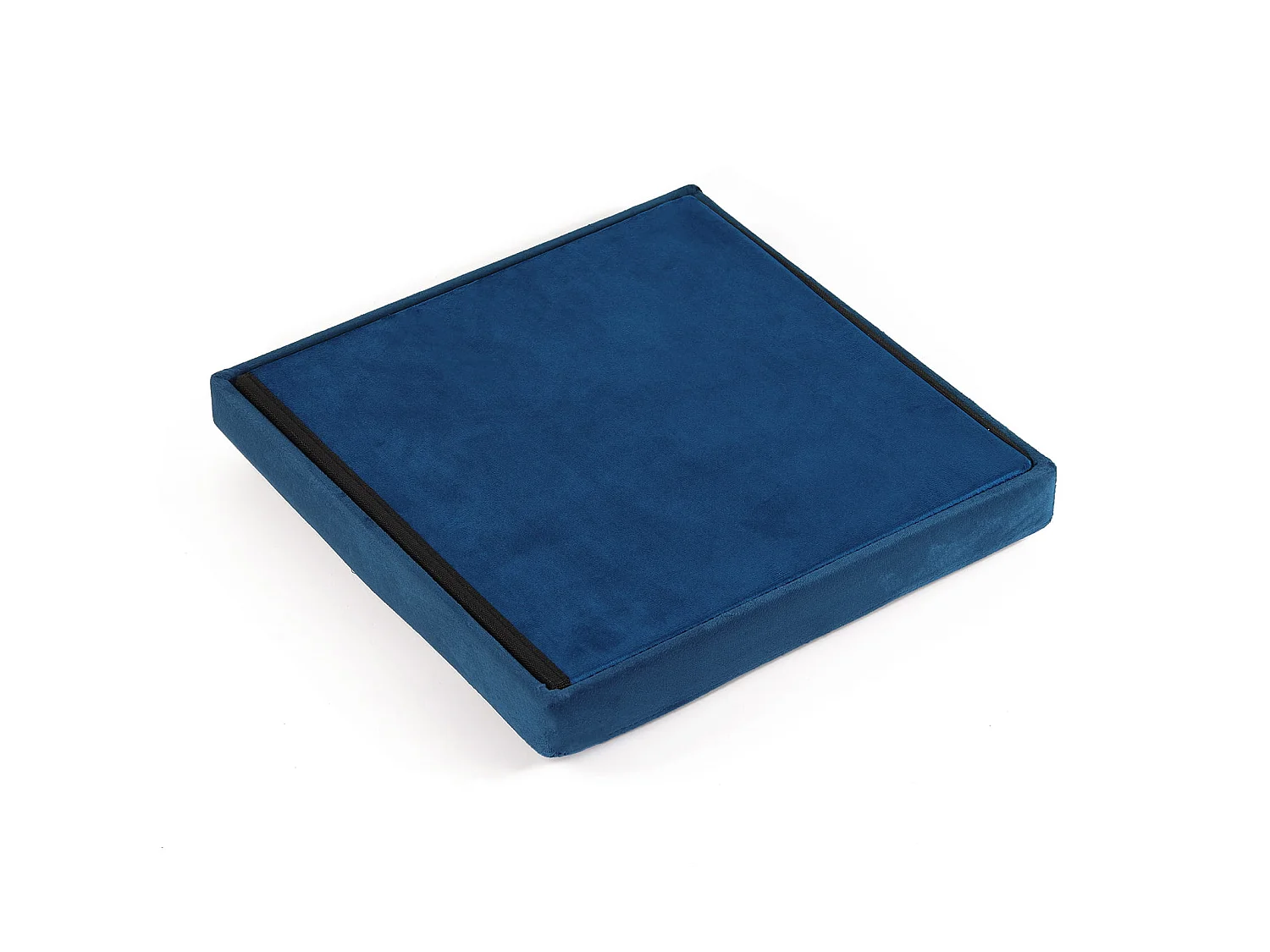 Pouf pliant coffre avec boutons velours bleu marine 38x38x38 cm