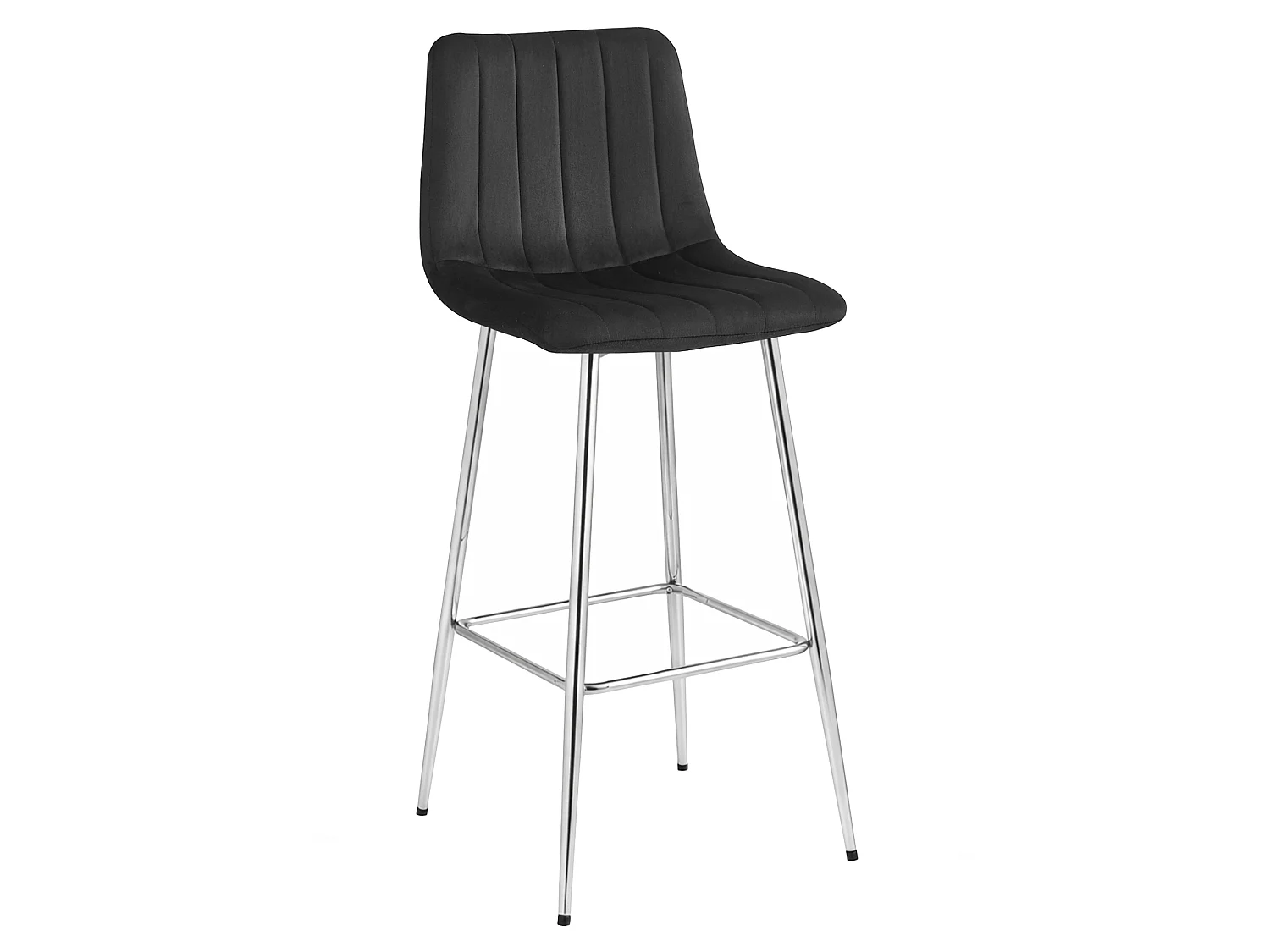 Barstoel POZZA fluweel zwart metalen poten 49x43x102 cm