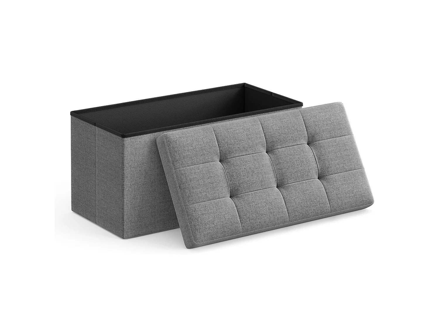 Pouf de rangement pliable en MDF gris clair 76x38x38 cm