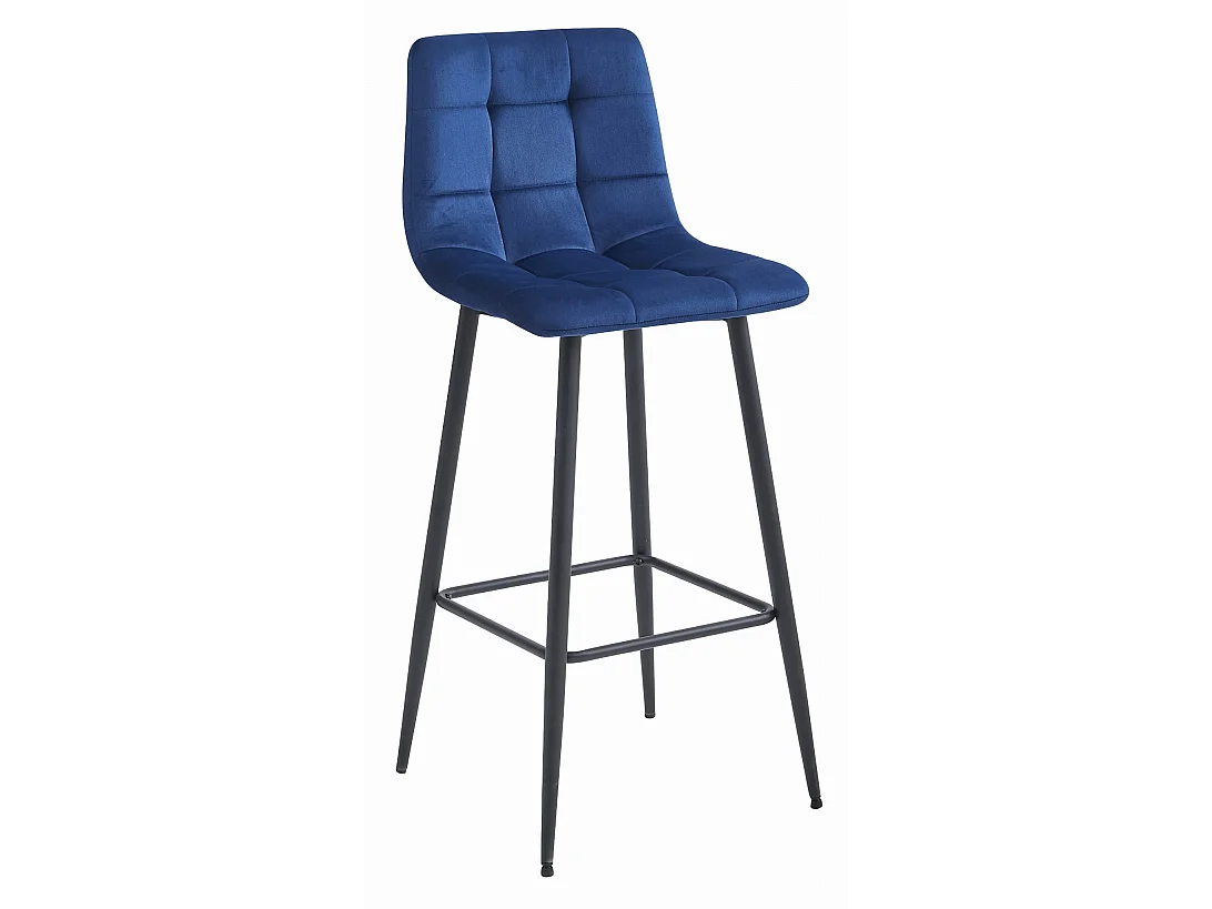 Tabouret de bar ARCETO élégant velours bleu marine pieds noirs 4 pcs 104 cm