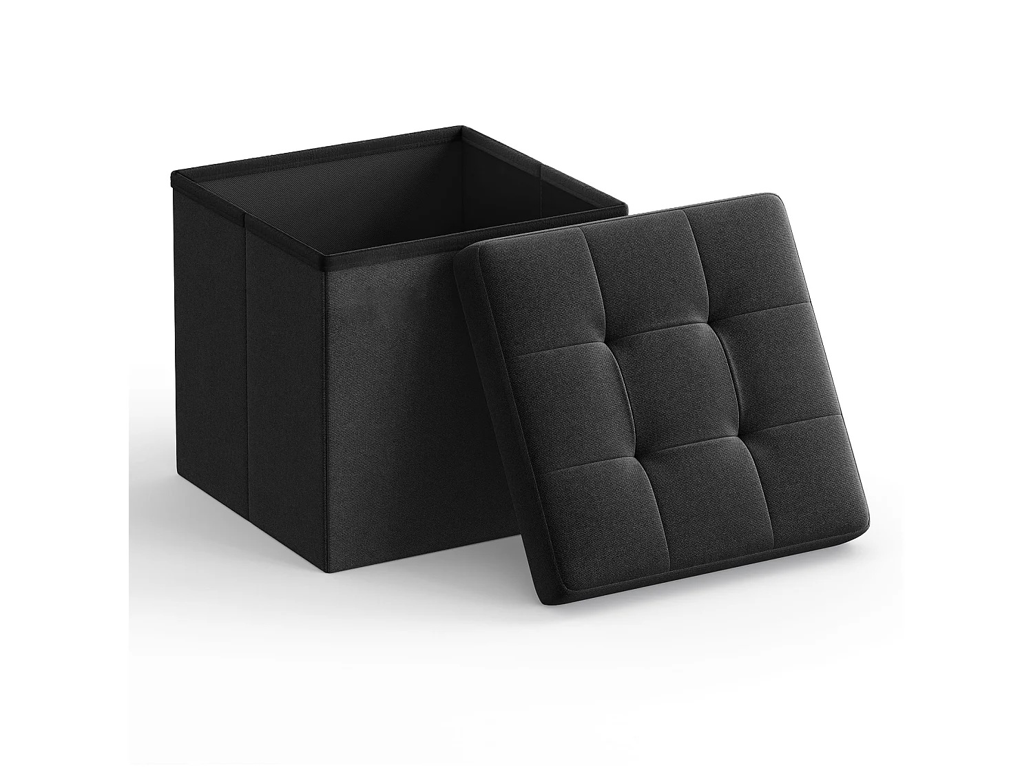 Pouf de rangement pliable fonctionnel MDF beige 30x30x30 cm