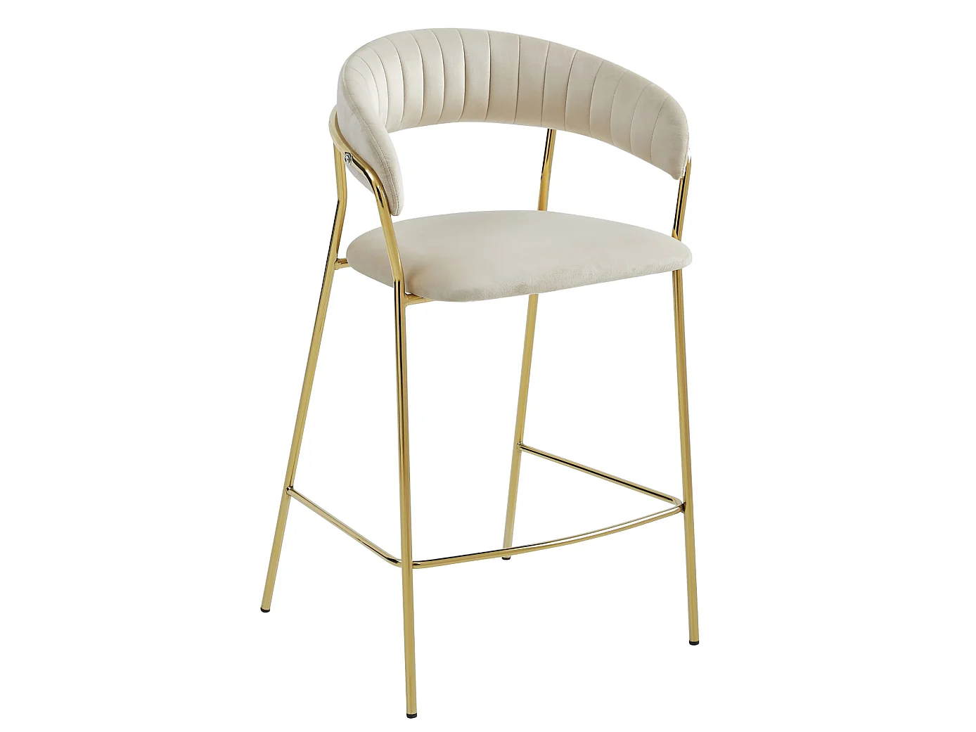 Barhocker mit Rückenlehne Samt beige goldene Beine 2er-Set 94 cm