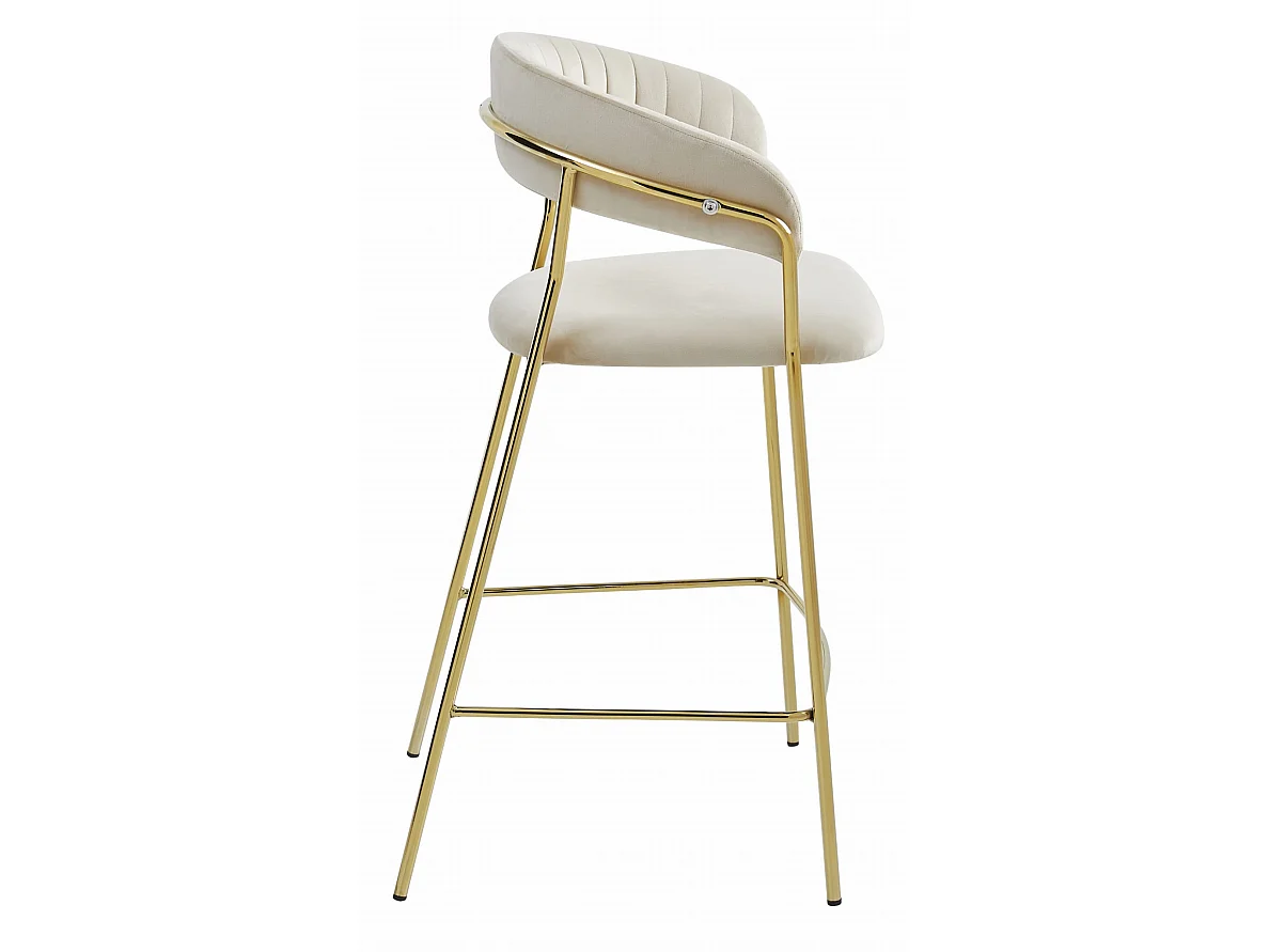 Barhocker mit Rückenlehne Samt beige goldene Beine 2er-Set 94 cm