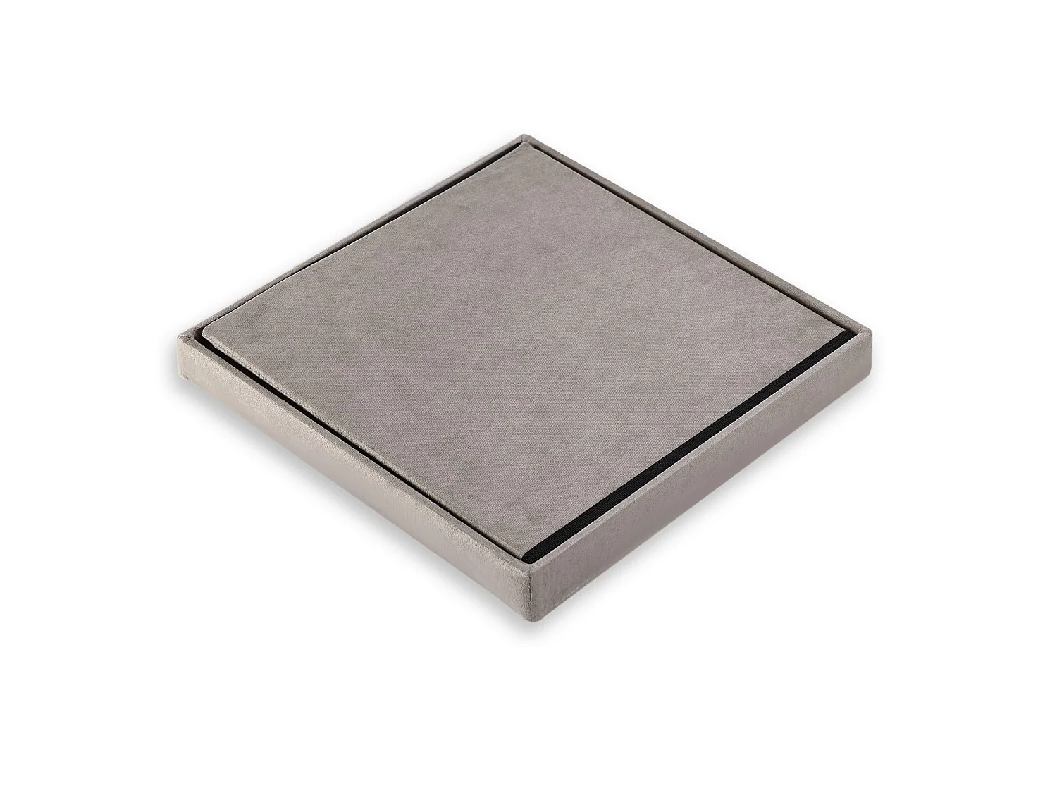 Pouf pliable coffre à boutons en velours beige 38x38x38 cm