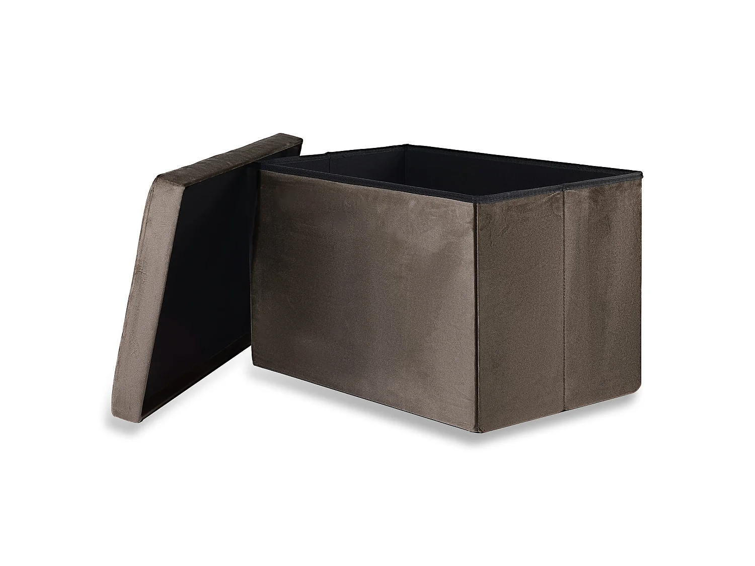 Pouf pliable coffre velours marron 60x38x38 cm XL