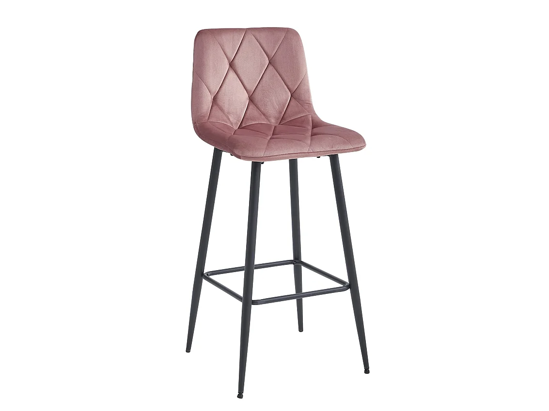 Tabourets de bar NADO en velours rose foncé, pieds noirs, lot de 2, 104 cm