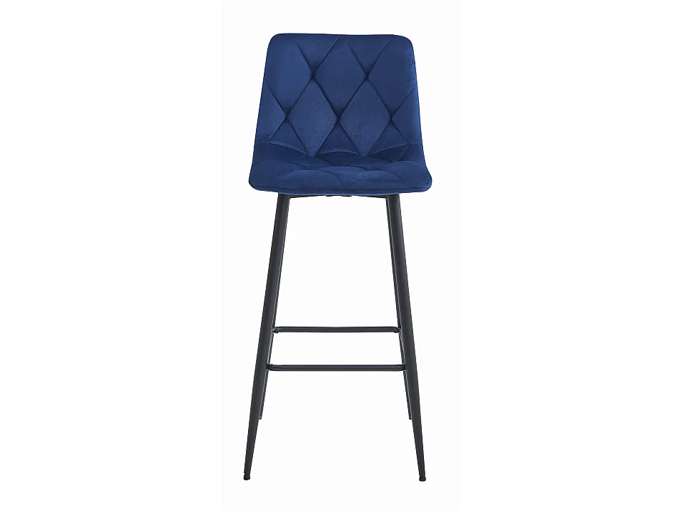 Lot de 2 tabourets de bar NADO en velours bleu marine, pieds noirs, 104 cm