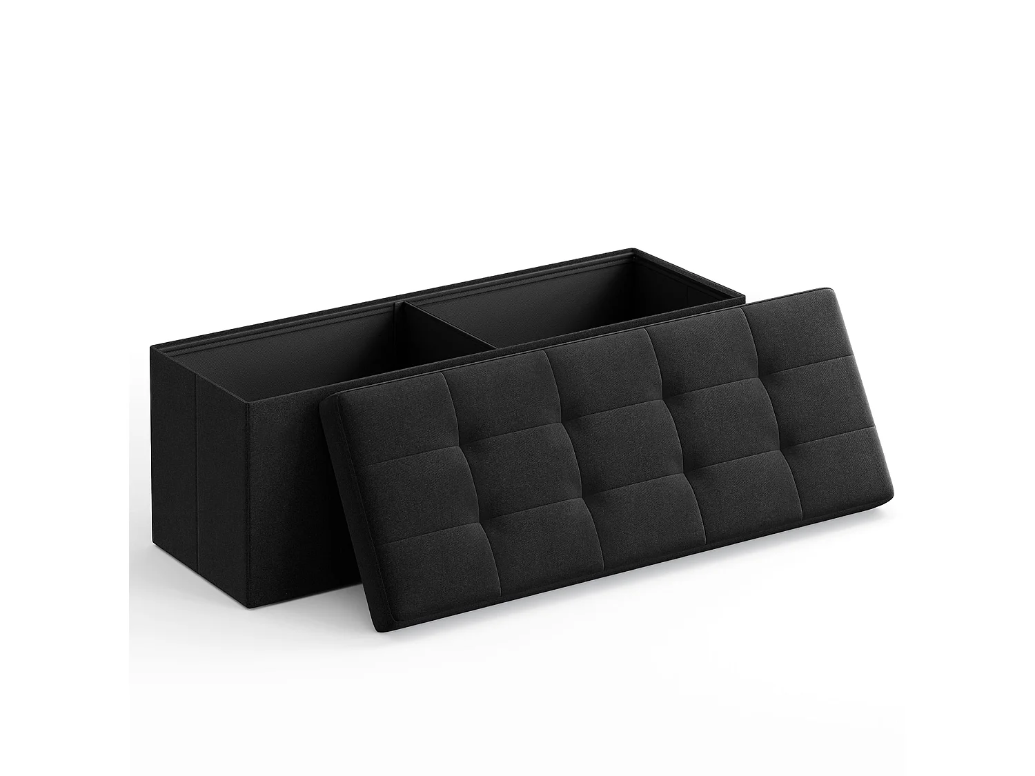 Pouf de rangement pliable en MDF noir encre 110x38x38 cm