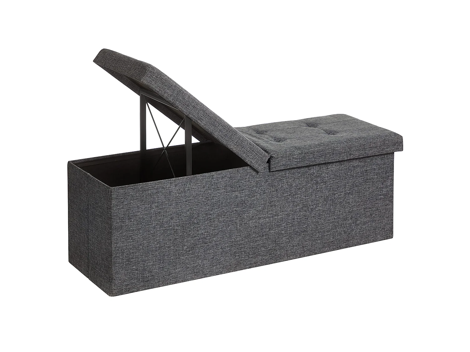 Pouf de rangement pliable en MDF gris foncé 110x38x38 cm
