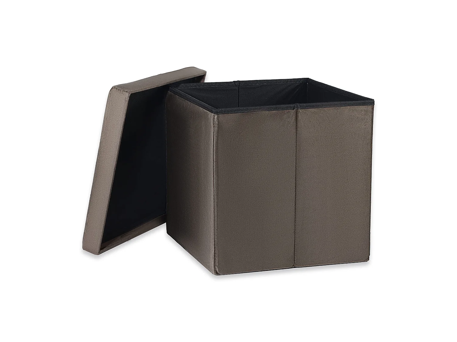 Opvouwbare poef met opbergruimte fluweel bruin 38x38x38 cm