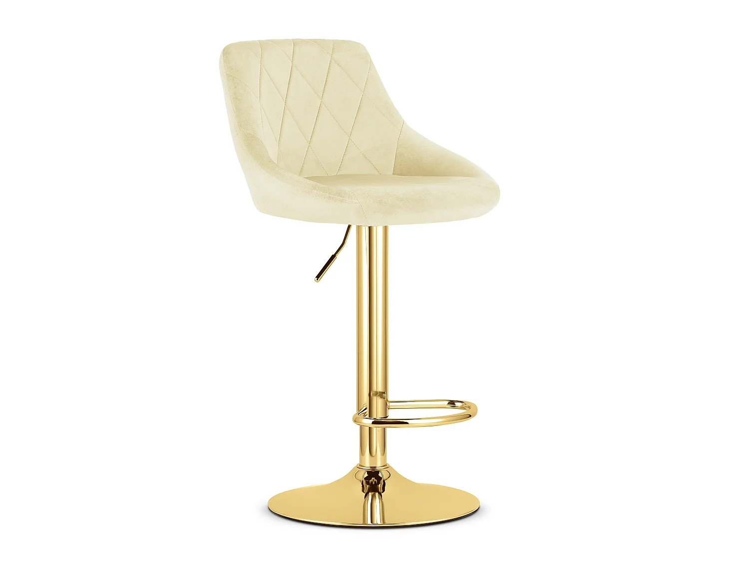 Barstoel draaibaar KAST fluweel beige gouden basis 2x 85-105 cm