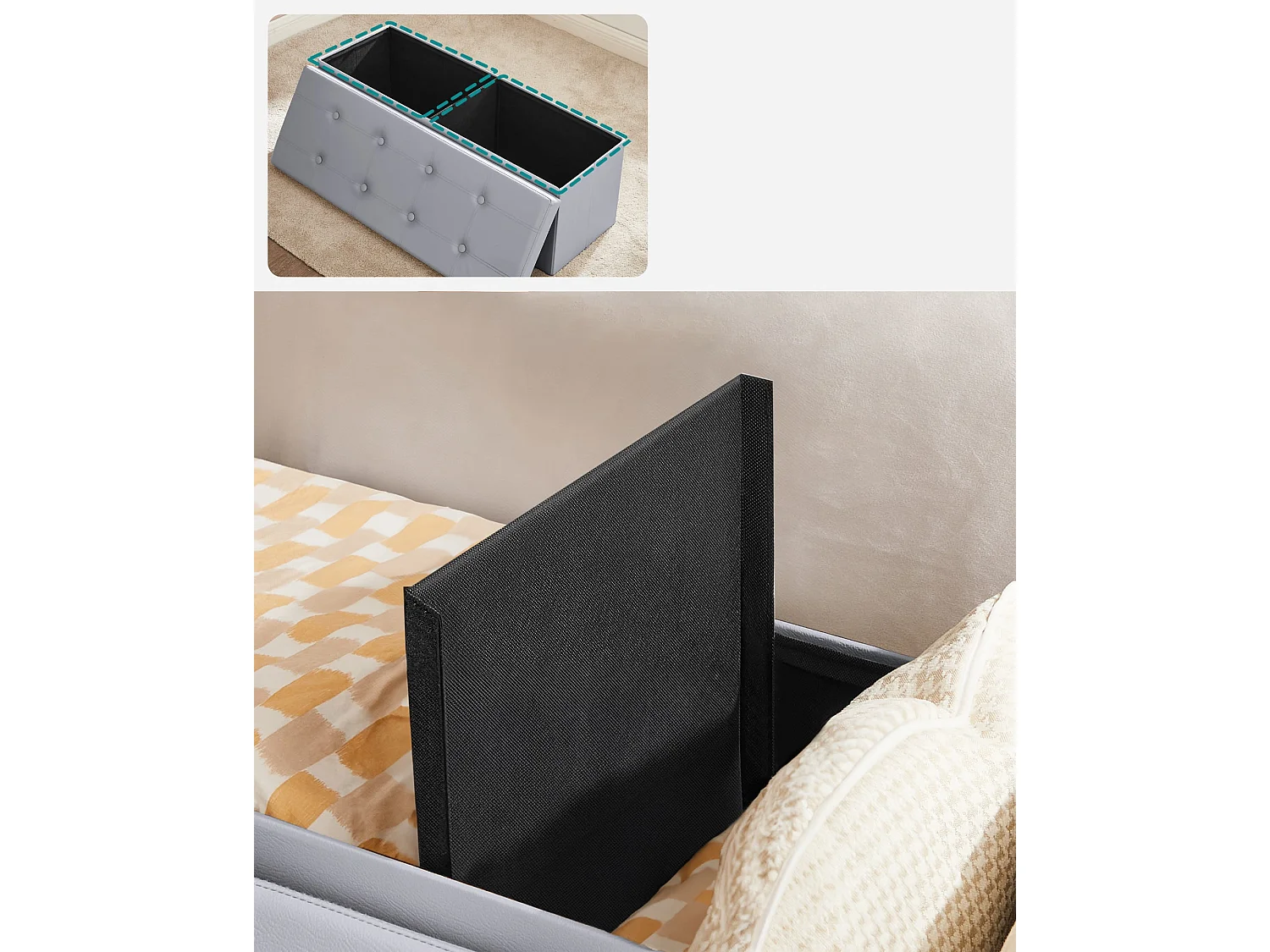 Puf opbergkist MDF lichtgrijs 107x33,5x33,5 cm LSF70GYV1